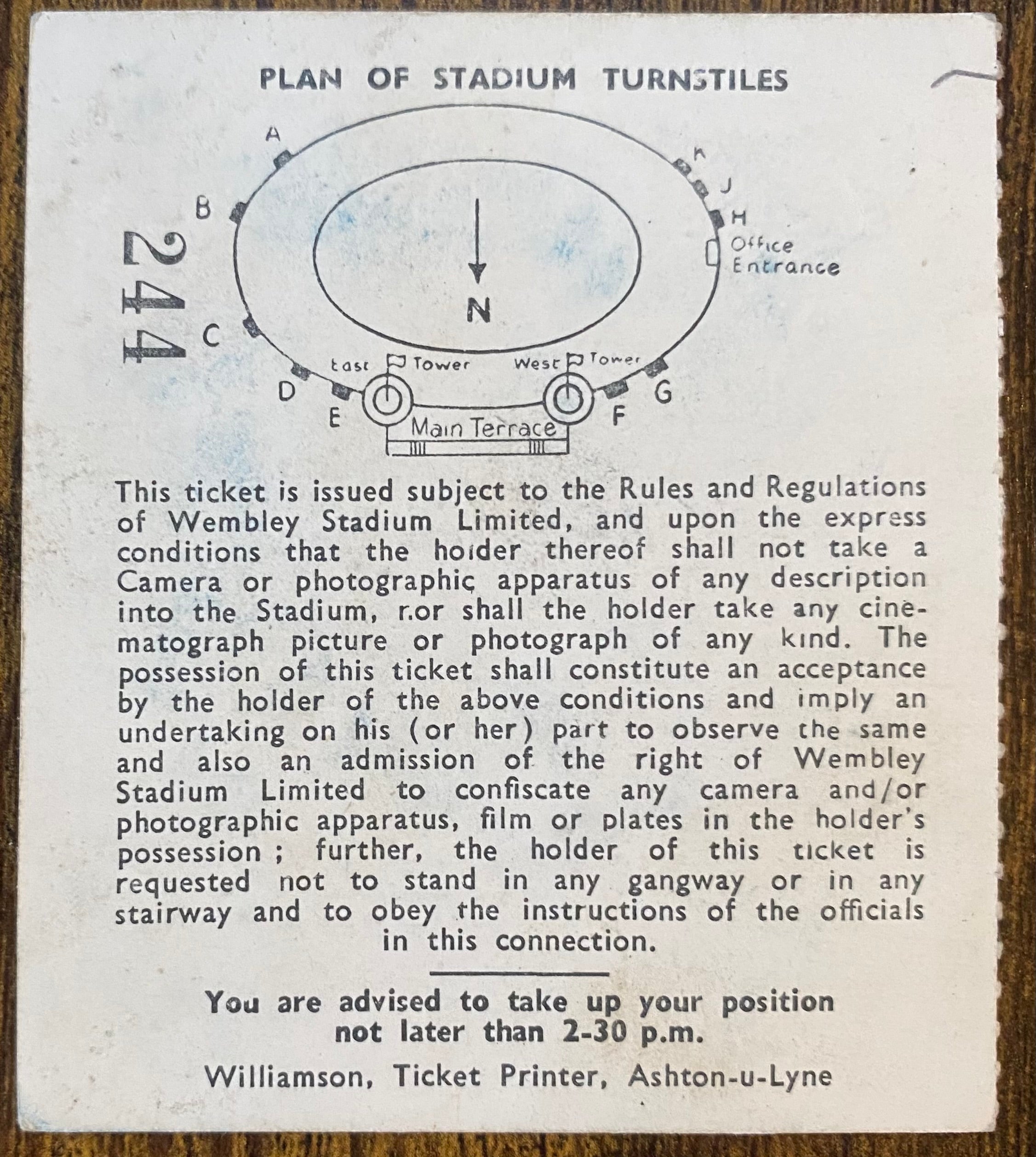 1959 ORIGINAL FA CUP FINAL TICKET LUTON TOWN V NOTTINGHAM FOREST