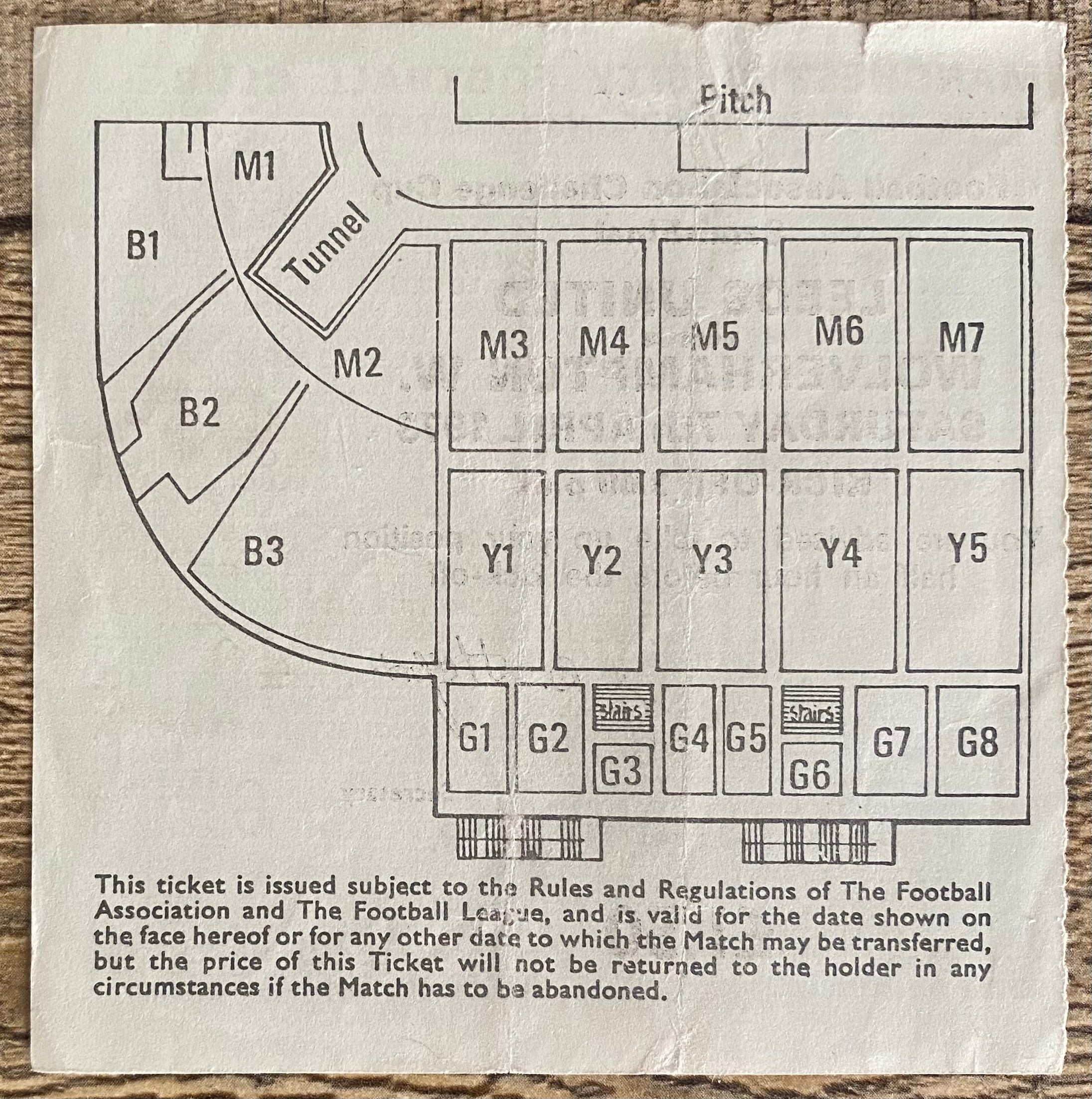 1973 ORIGINAL FA CUP SEMI FINAL TICKET LEEDS UNITED V WOLVERHAMPTON WANDERERS @ MAINE ROAD