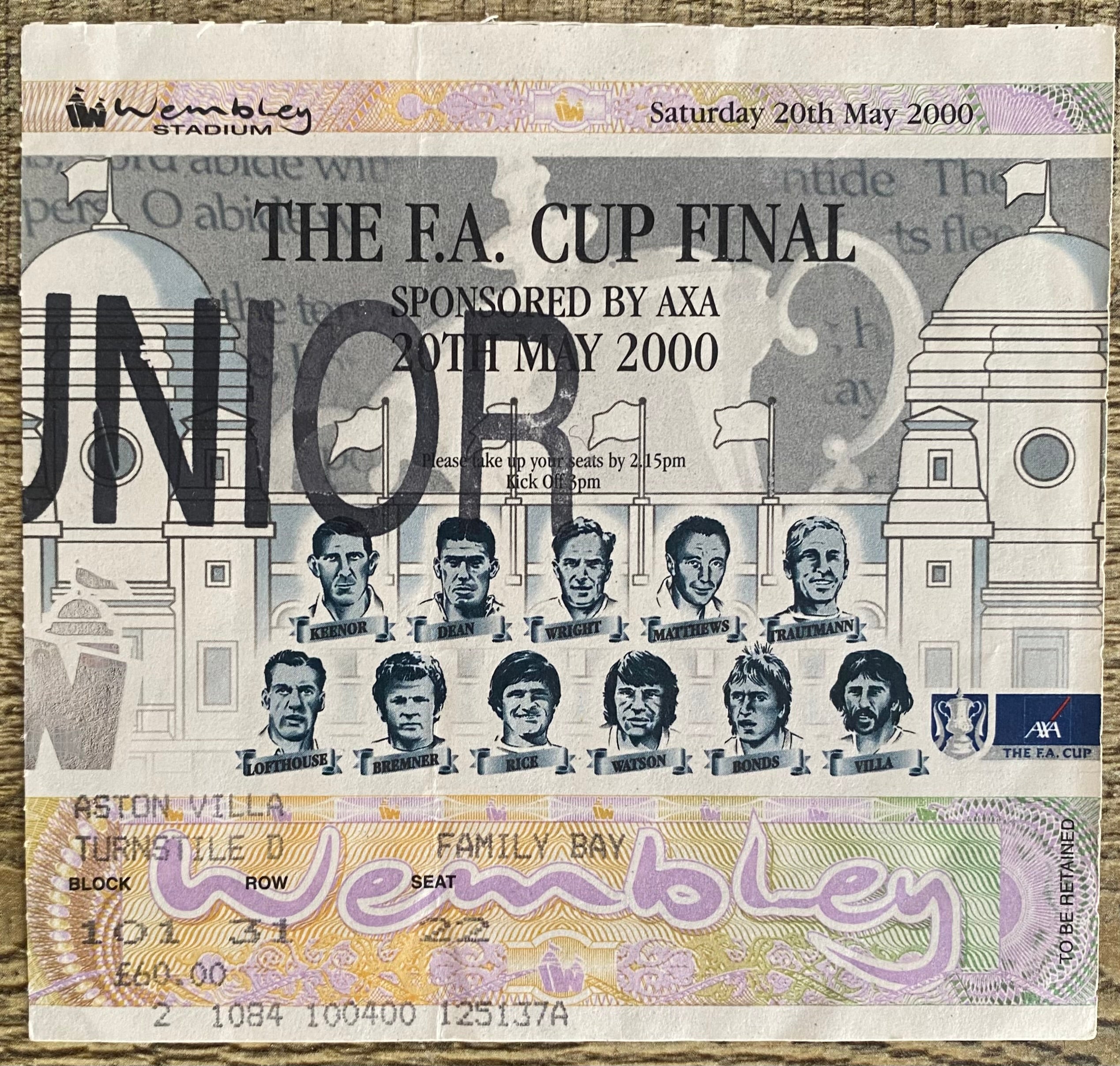 2000 ORIGINAL FA CUP FINAL TICKET ASTON VILLA V CHELSEA