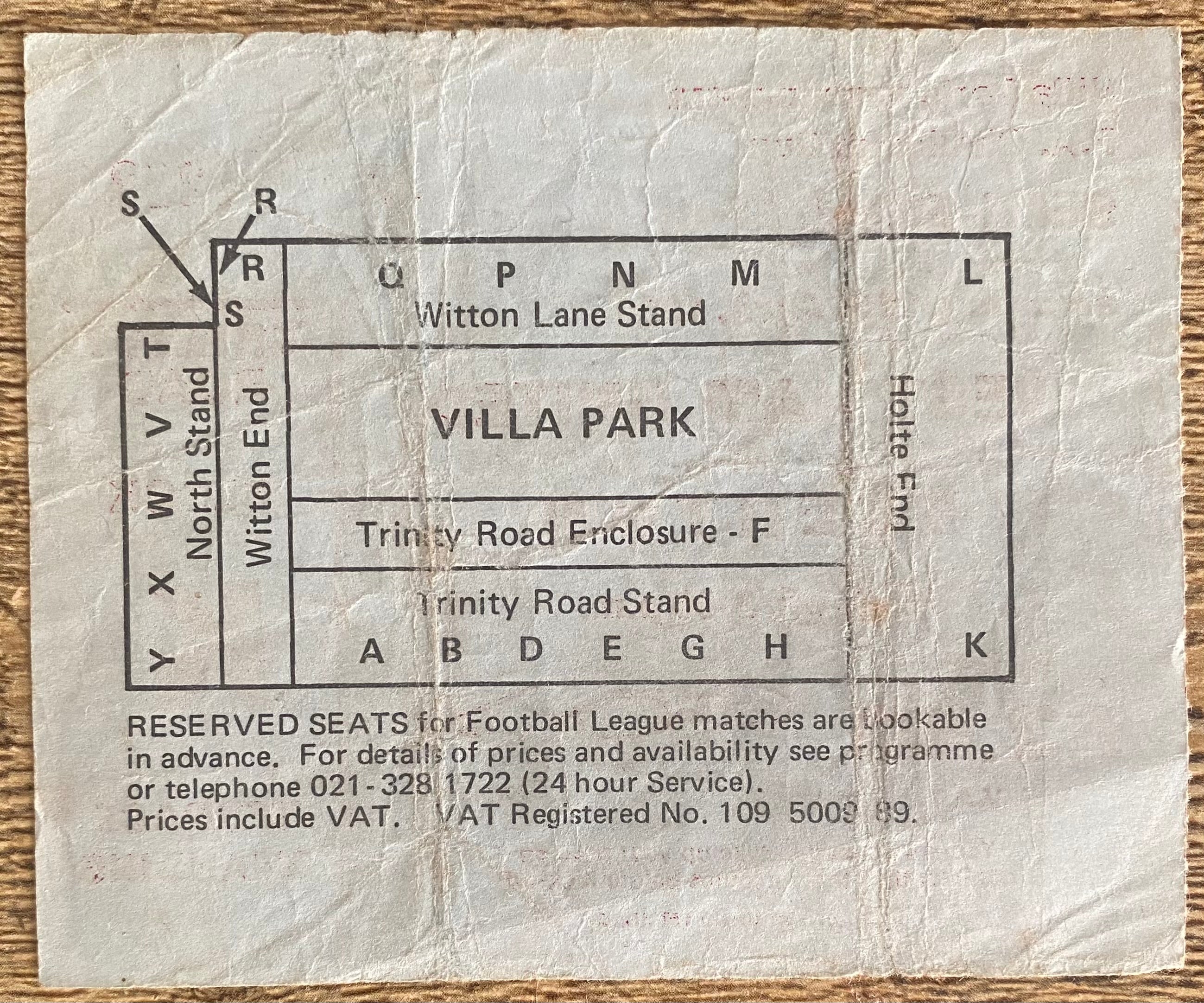 1980 ORIGINAL FA CUP SEMI FINAL TICKET WEST HAM UNITED V EVERTON @ VILLA PARK