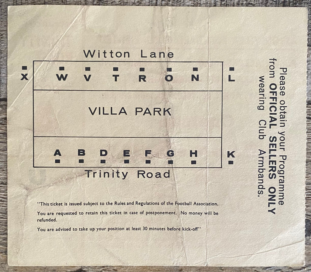 1966 ORIGINAL FA CUP SEMI FINAL TICKET CHELSEA V SHEFFIELD WEDNESDAY @VILLA PARK