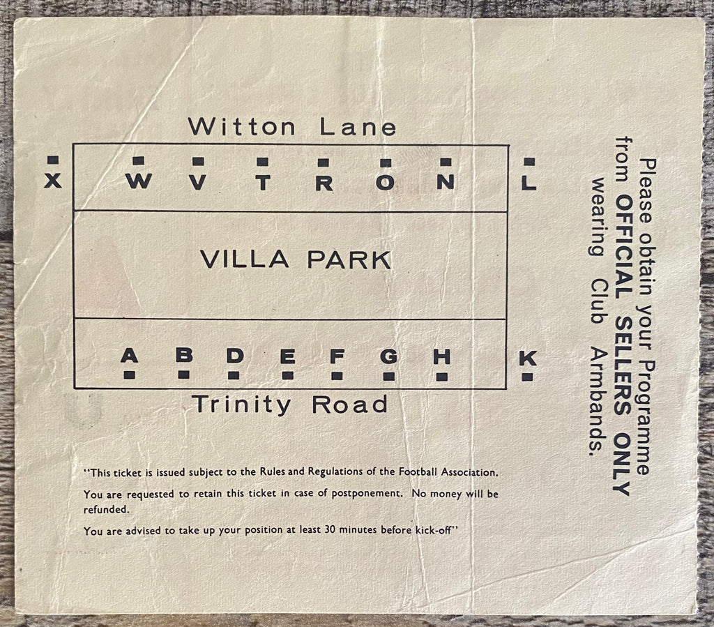1966 ORIGINAL FA CUP SEMI FINAL TICKET CHELSEA V SHEFFIELD WEDNESDAY @VILLA PARK