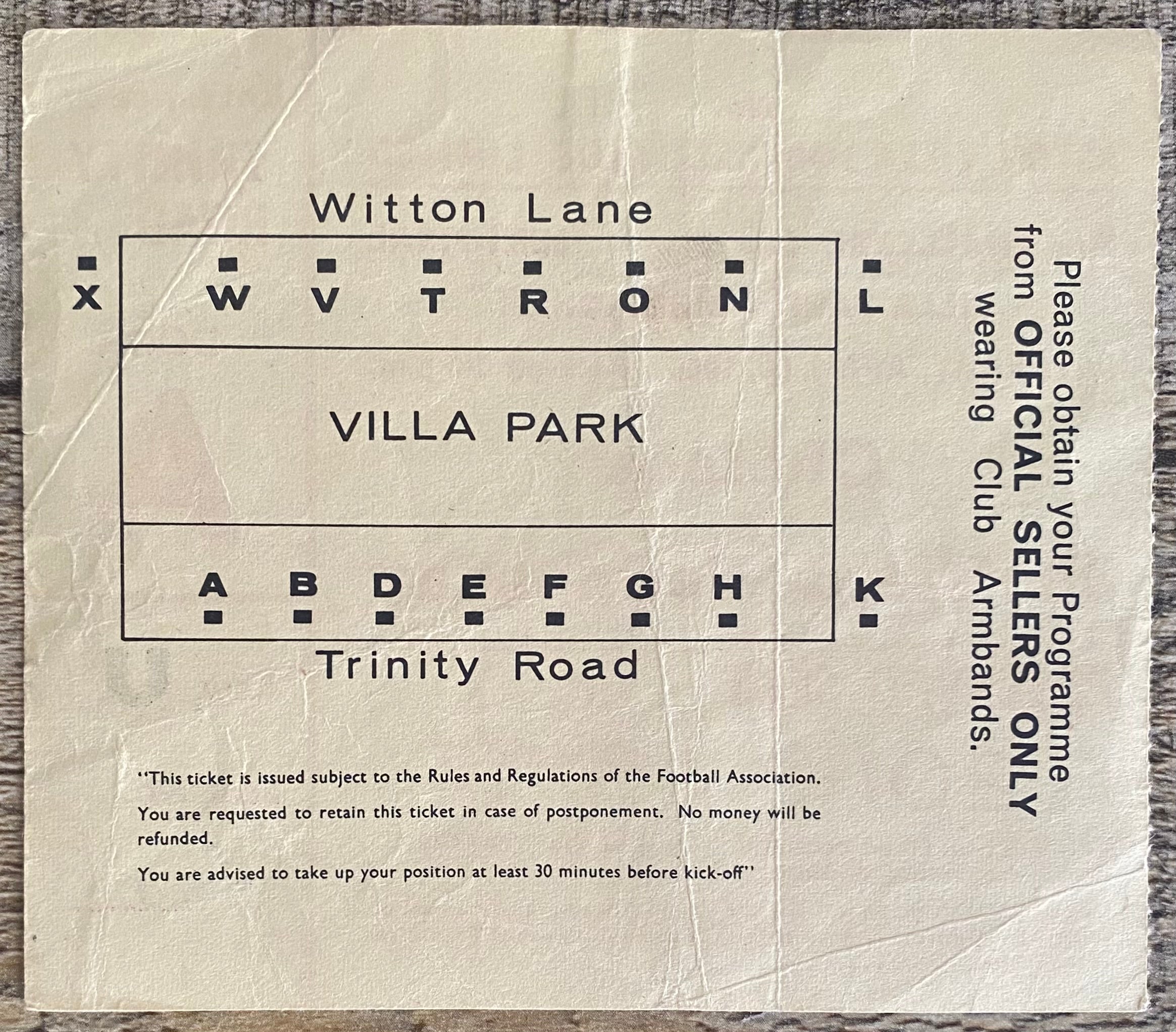 1966 ORIGINAL FA CUP SEMI FINAL TICKET CHELSEA V SHEFFIELD WEDNESDAY @VILLA PARK