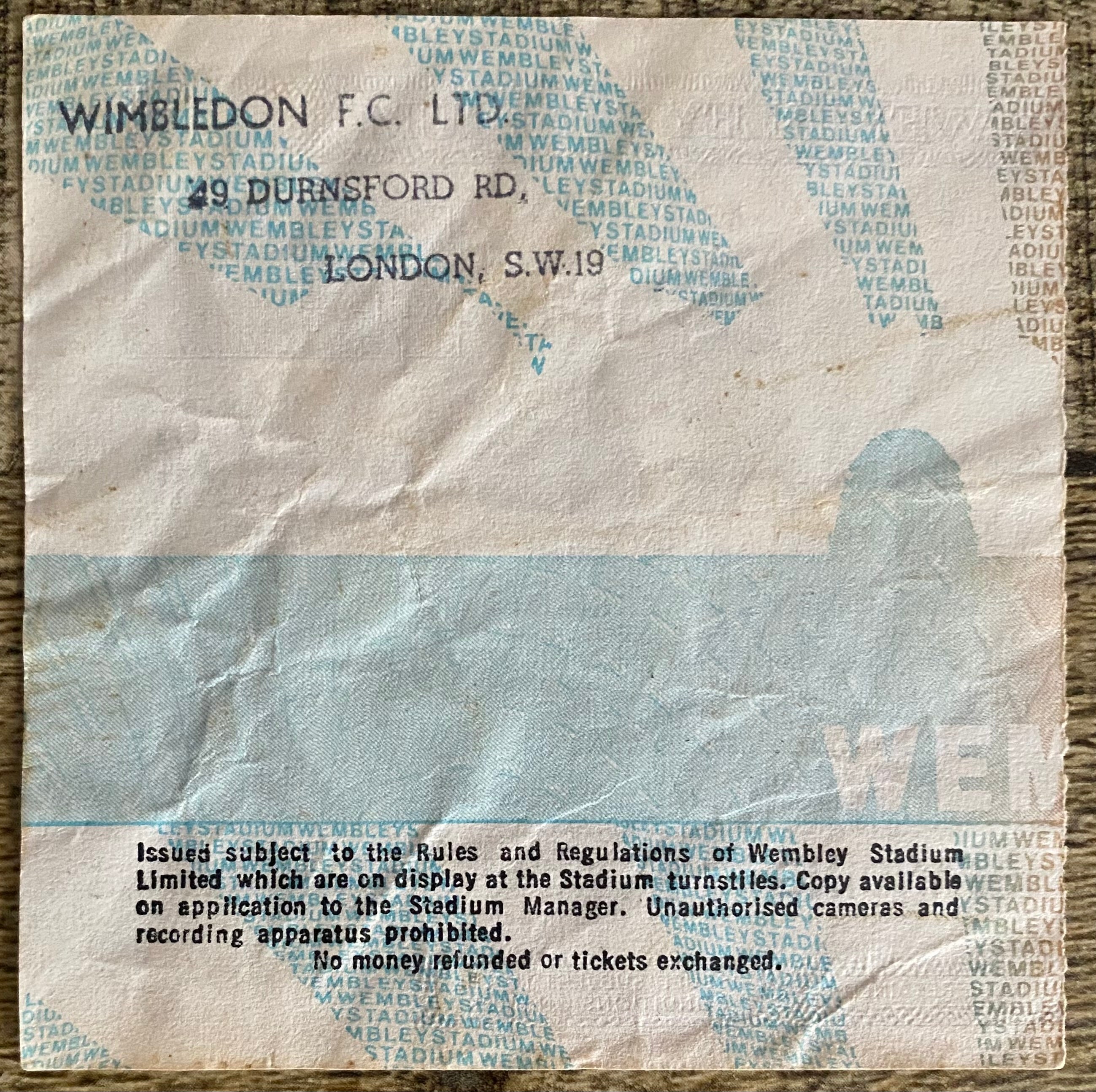 1986 ORIGINAL FA CUP FINAL TICKET EVERTON V LIVERPOOL