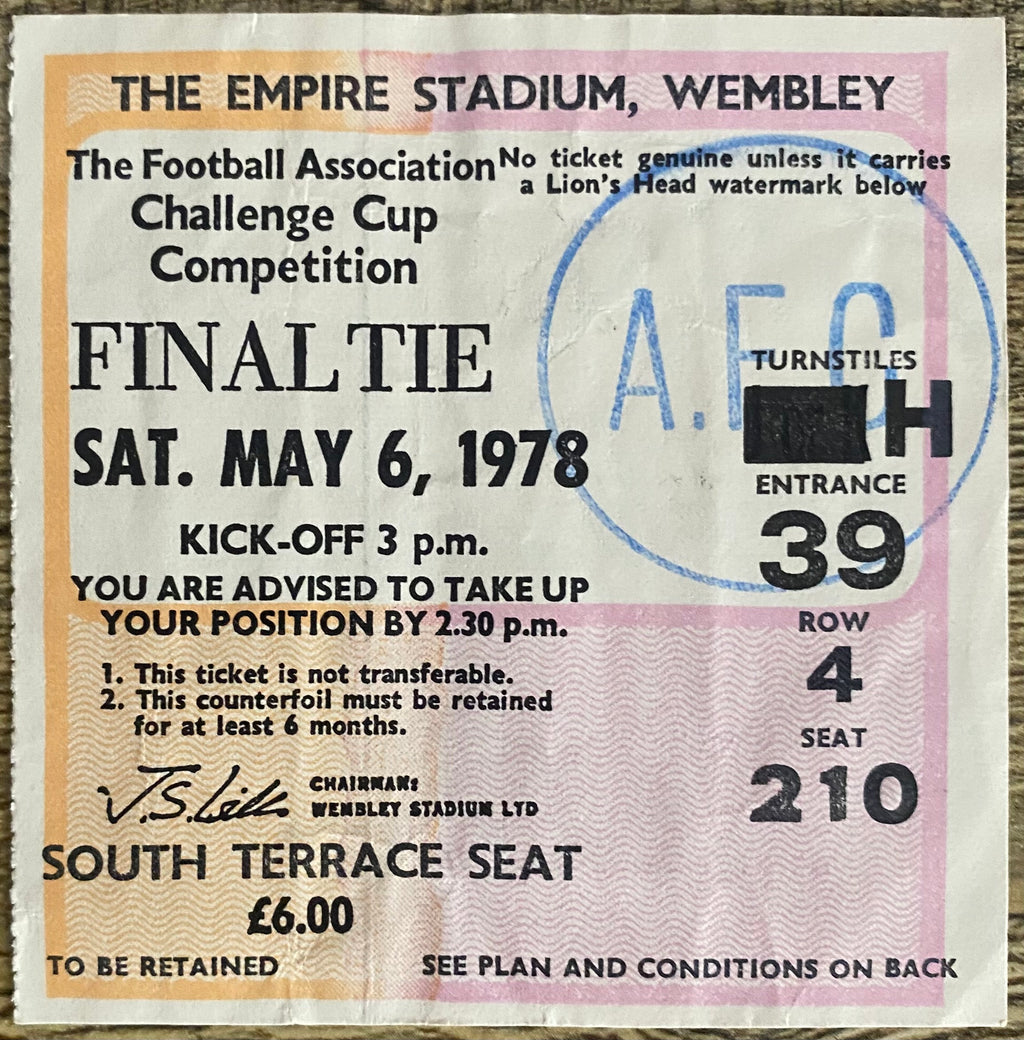 1978 ORIGINAL FA CUP FINAL TICKET IPSWICH TOWN V ARSENAL