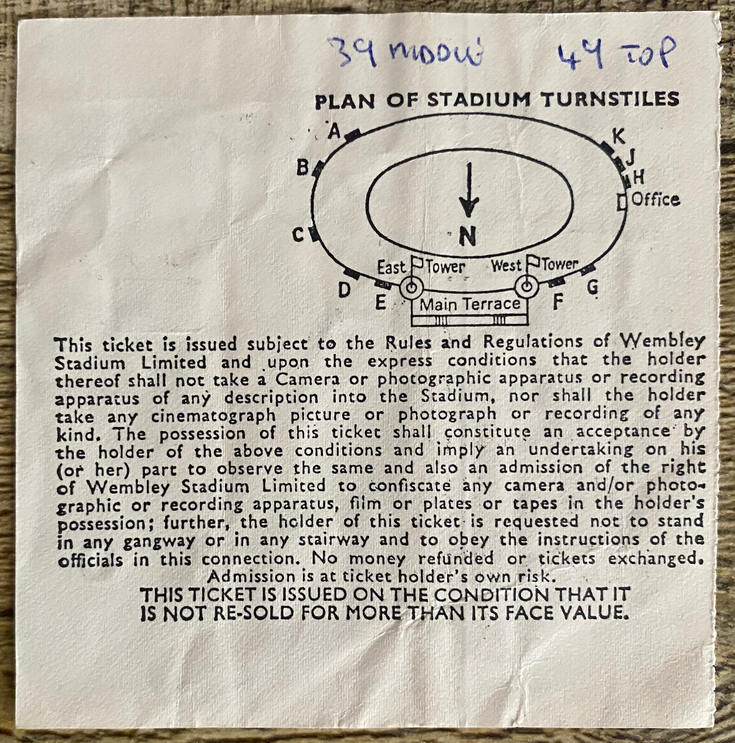 1978 ORIGINAL FA CUP FINAL TICKET IPSWICH TOWN V ARSENAL