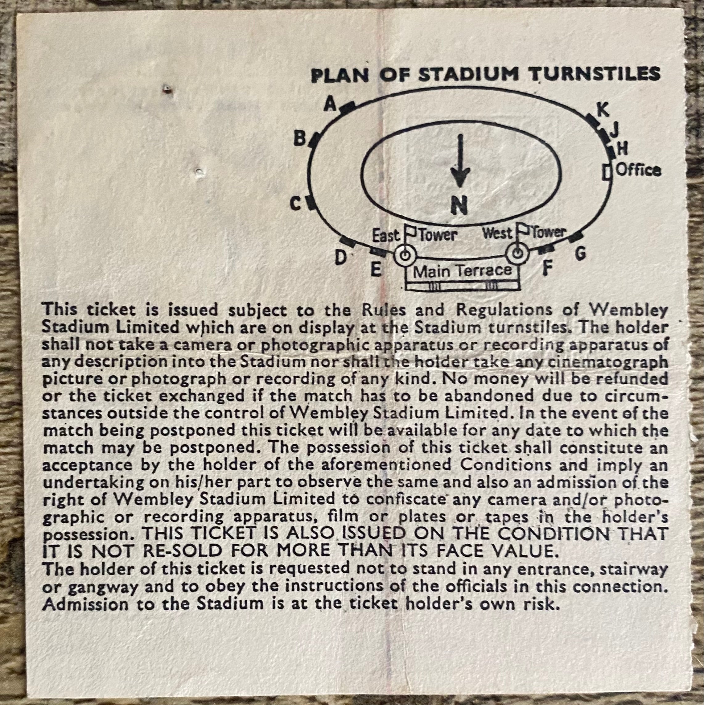 1982 ORIGINAL FA CUP FINAL TICKET TOTTENHAM HOTSPUR V QUEENS PARK RANGERS