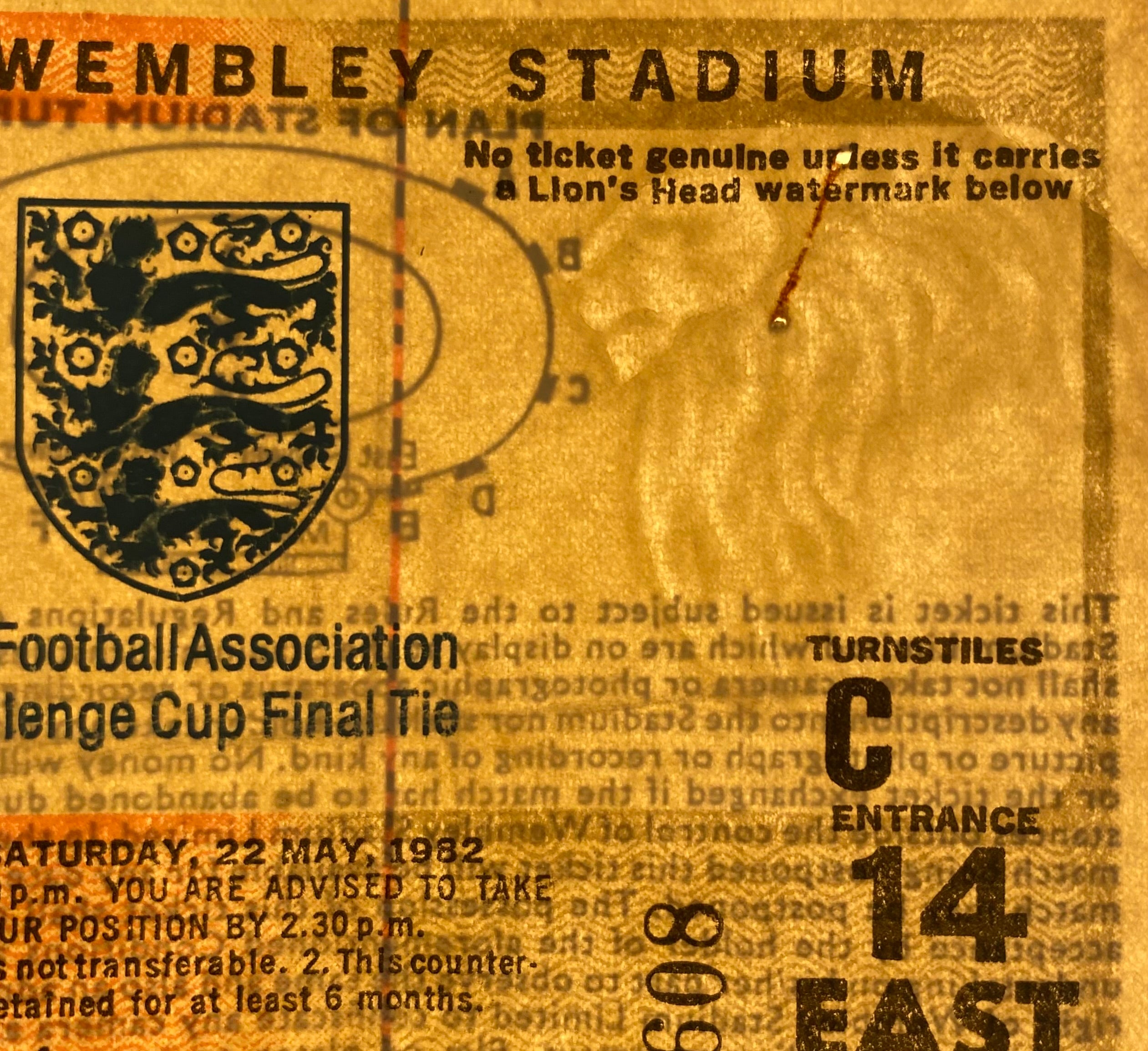 1982 ORIGINAL FA CUP FINAL TICKET TOTTENHAM HOTSPUR V QUEENS PARK RANGERS