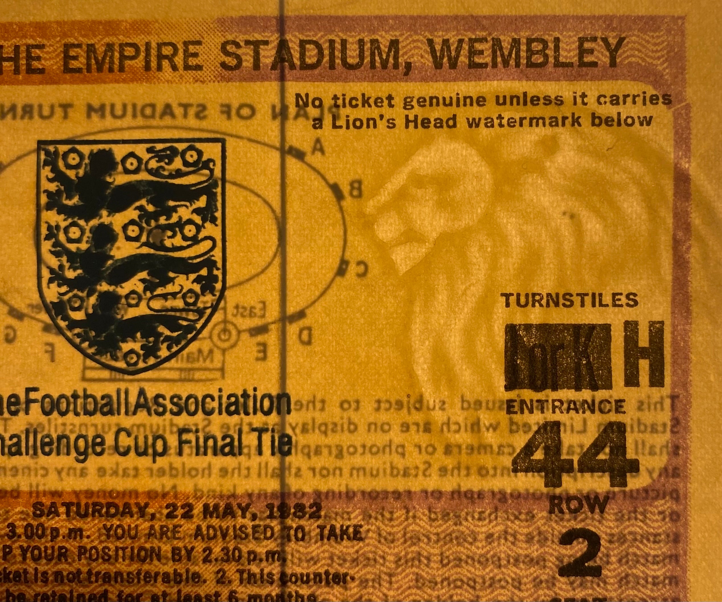 1982 ORIGINAL FA CUP FINAL TICKET TOTTENHAM HOTSPUR V QUEENS PARK RANGERS