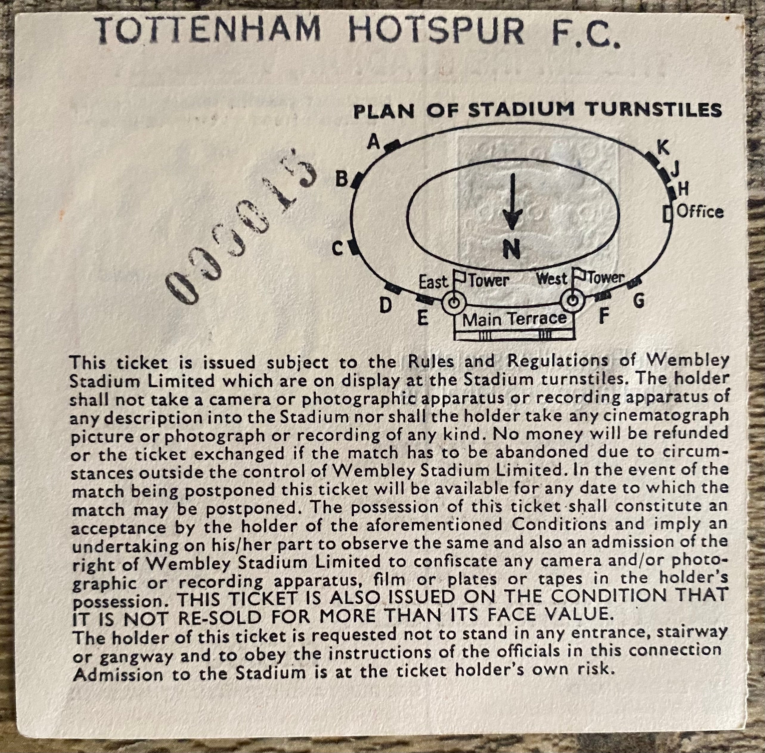 1982 ORIGINAL FA CUP FINAL TICKET TOTTENHAM HOTSPUR V QUEENS PARK RANGERS