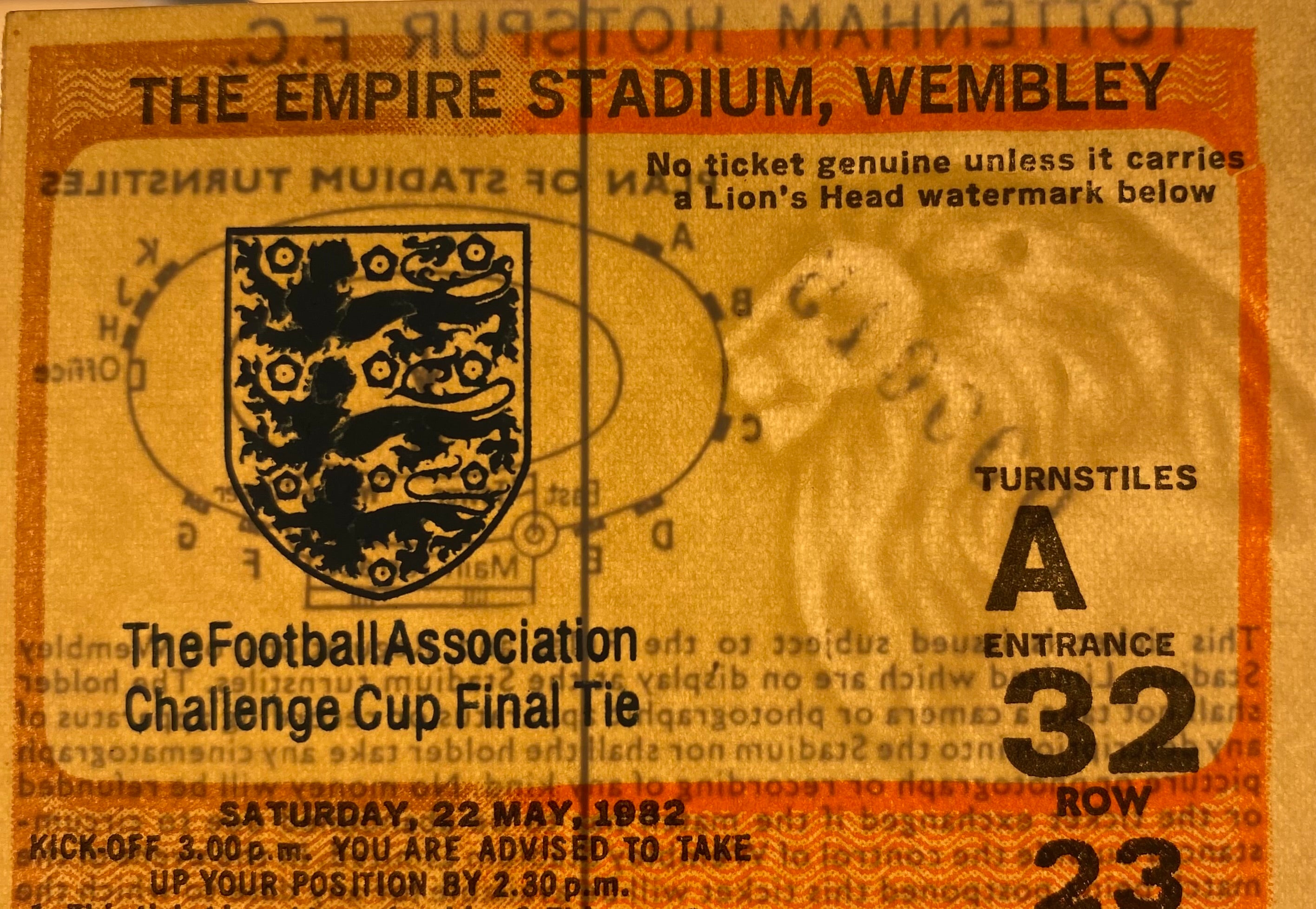 1982 ORIGINAL FA CUP FINAL TICKET TOTTENHAM HOTSPUR V QUEENS PARK RANGERS
