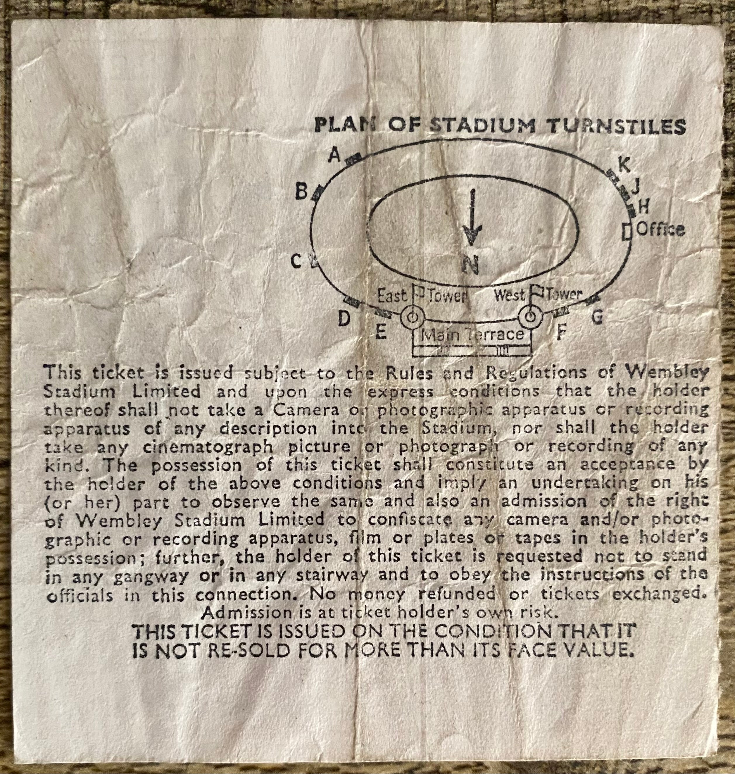 1975 ORIGINAL FA CUP FINAL TICKET WEST HAM UNITED V FULHAM