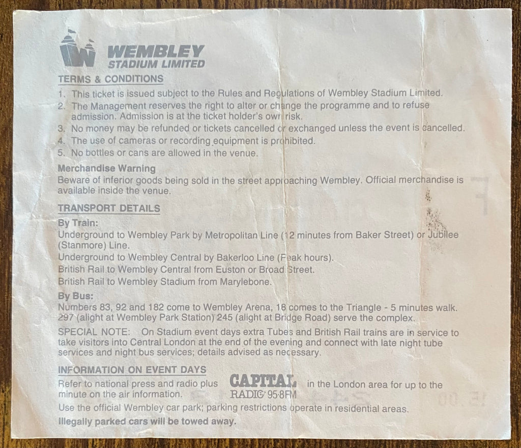 1990 ORIGINAL FA CUP FINAL REPLAY TICKET MANCHESTER UNITED V CRYSTAL PALACE