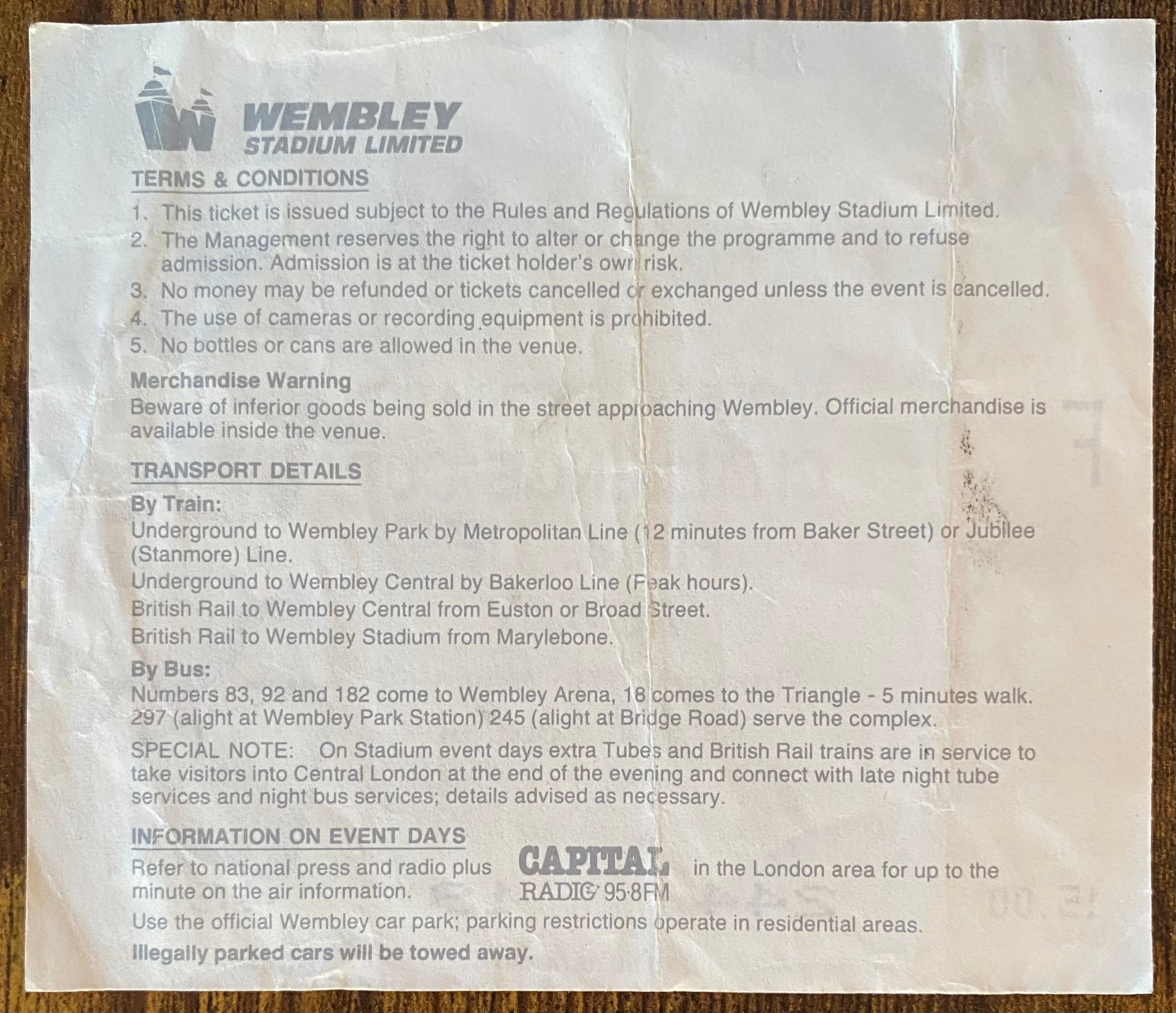 1990 ORIGINAL FA CUP FINAL REPLAY TICKET MANCHESTER UNITED V CRYSTAL PALACE