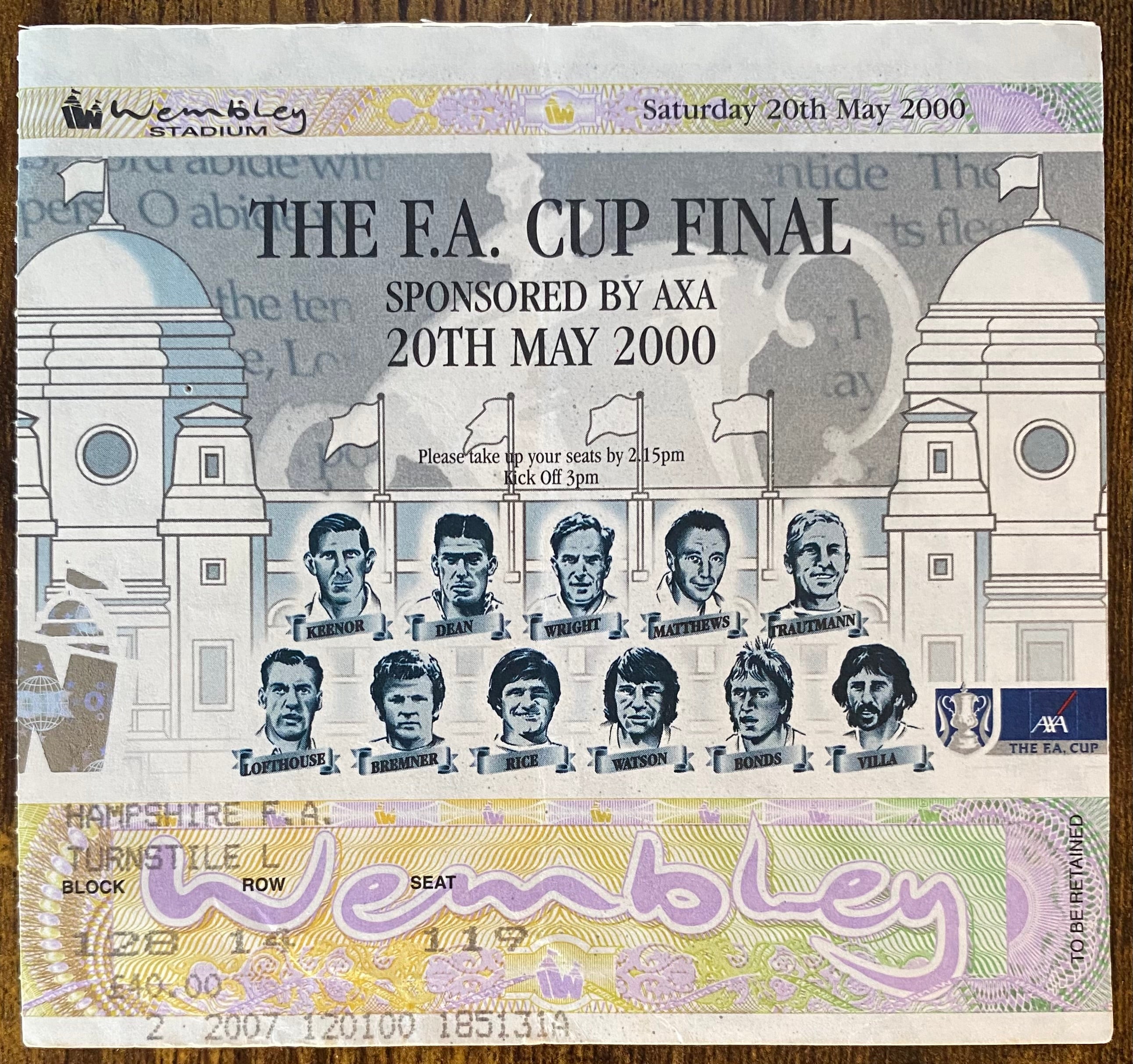 2000 ORIGINAL FA CUP FINAL TICKET ASTON VILLA V CHELSEA