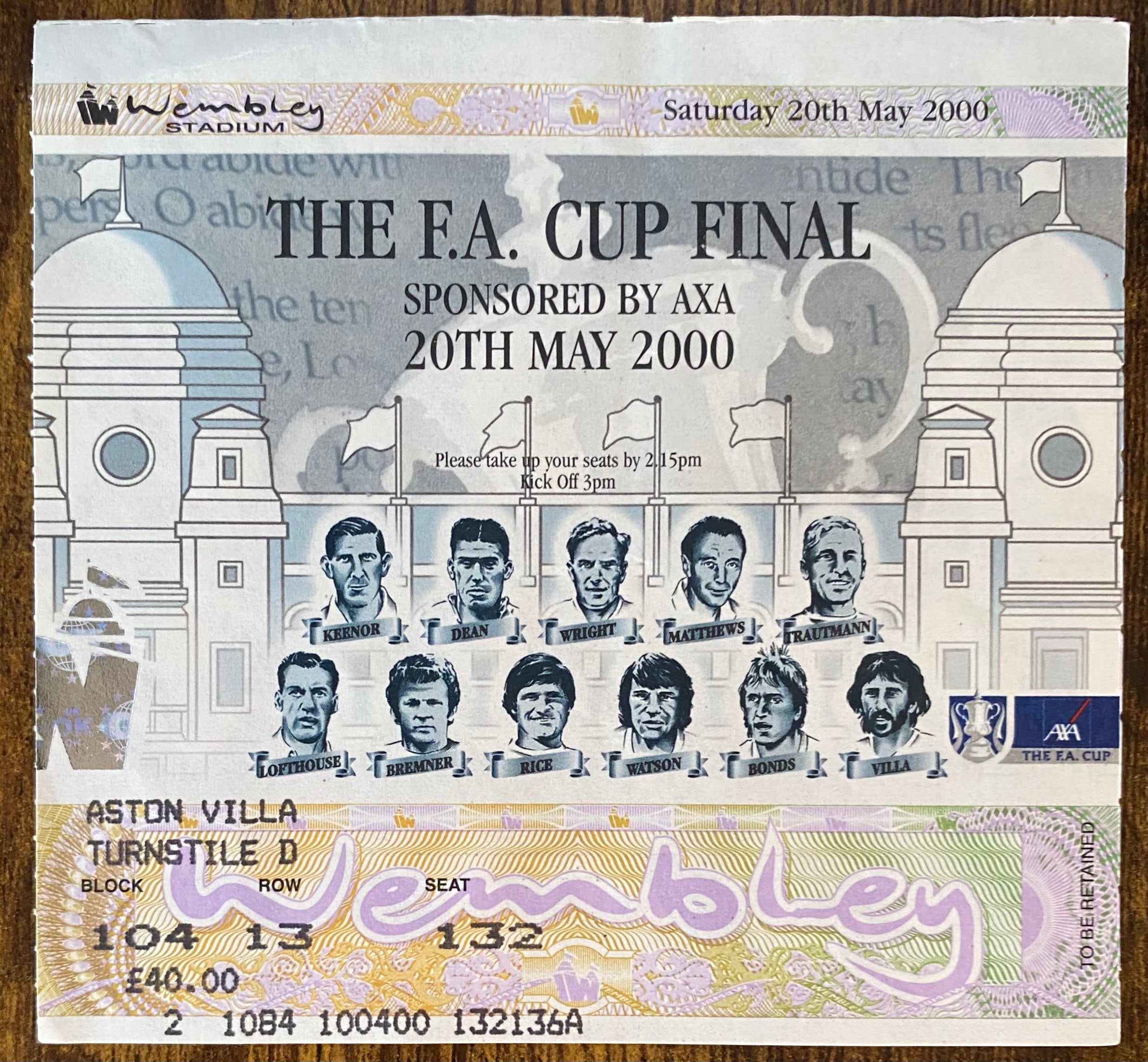 2000 ORIGINAL FA CUP FINAL TICKET ASTON VILLA V CHELSEA