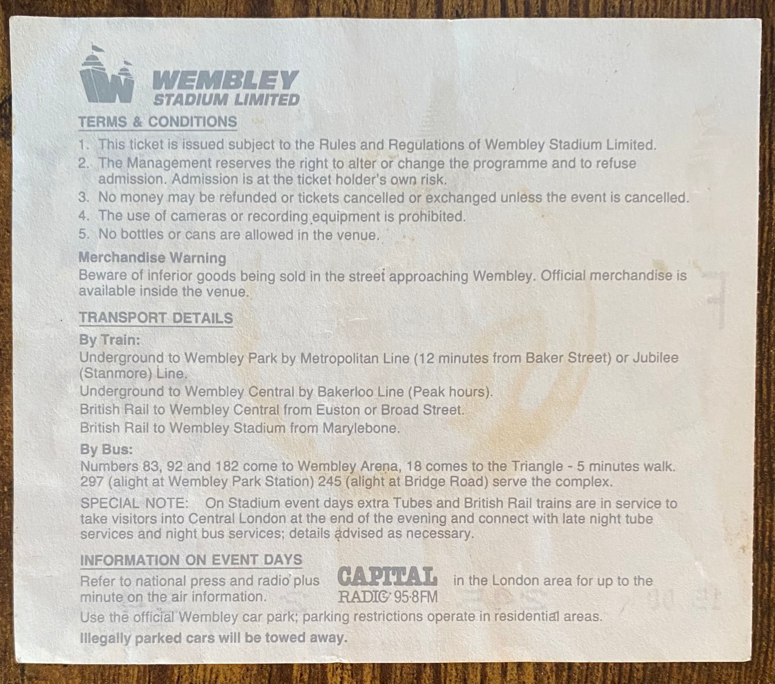 1990 ORIGINAL FA CUP FINAL REPLAY TICKET MANCHESTER UNITED V CRYSTAL PALACE