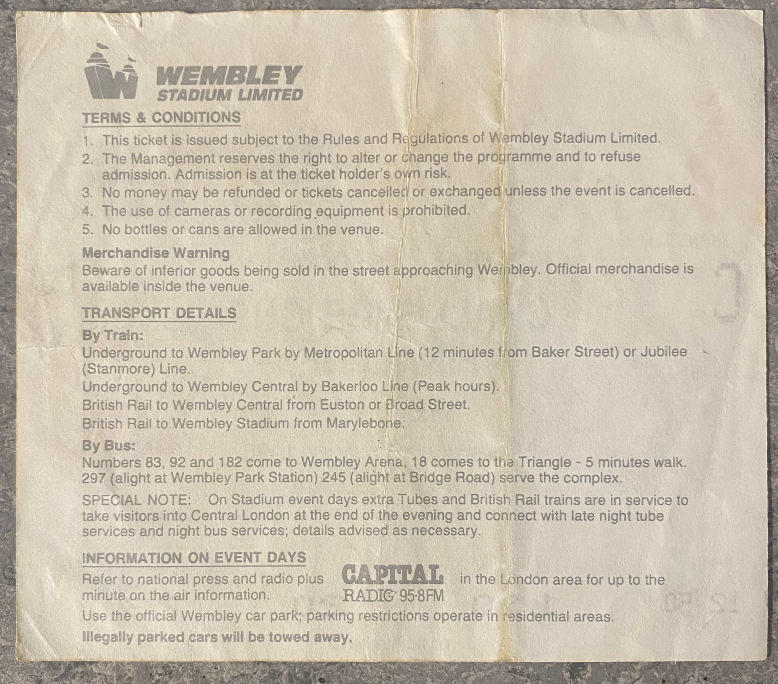 1990 ORIGINAL FA CUP FINAL REPLAY TICKET MANCHESTER UNITED V CRYSTAL PALACE