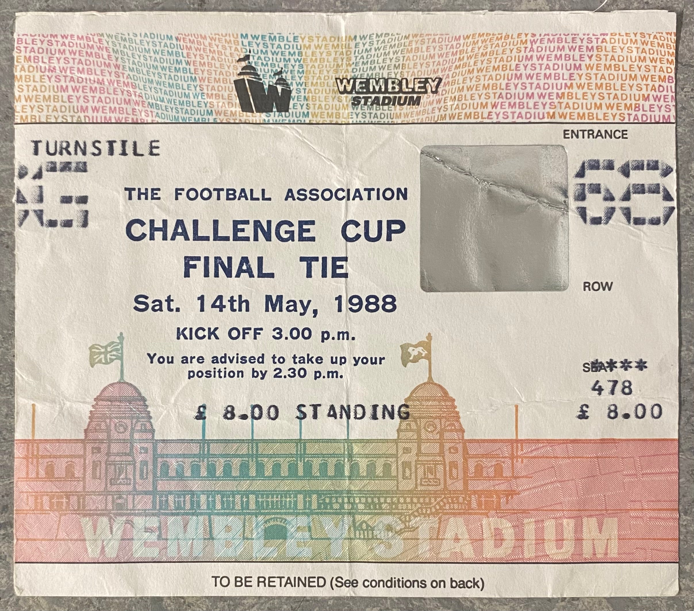 1988 ORIGINAL FA CUP FINAL TICKET WIMBLEDON V LIVERPOOL