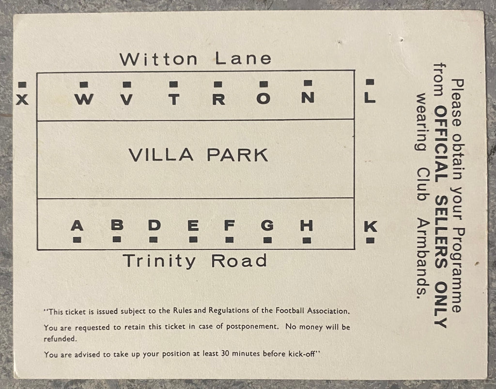 1966 ORIGINAL FA CUP SEMI FINAL TICKET CHELSEA V SHEFFIELD WEDNESDAY @VILLA PARK