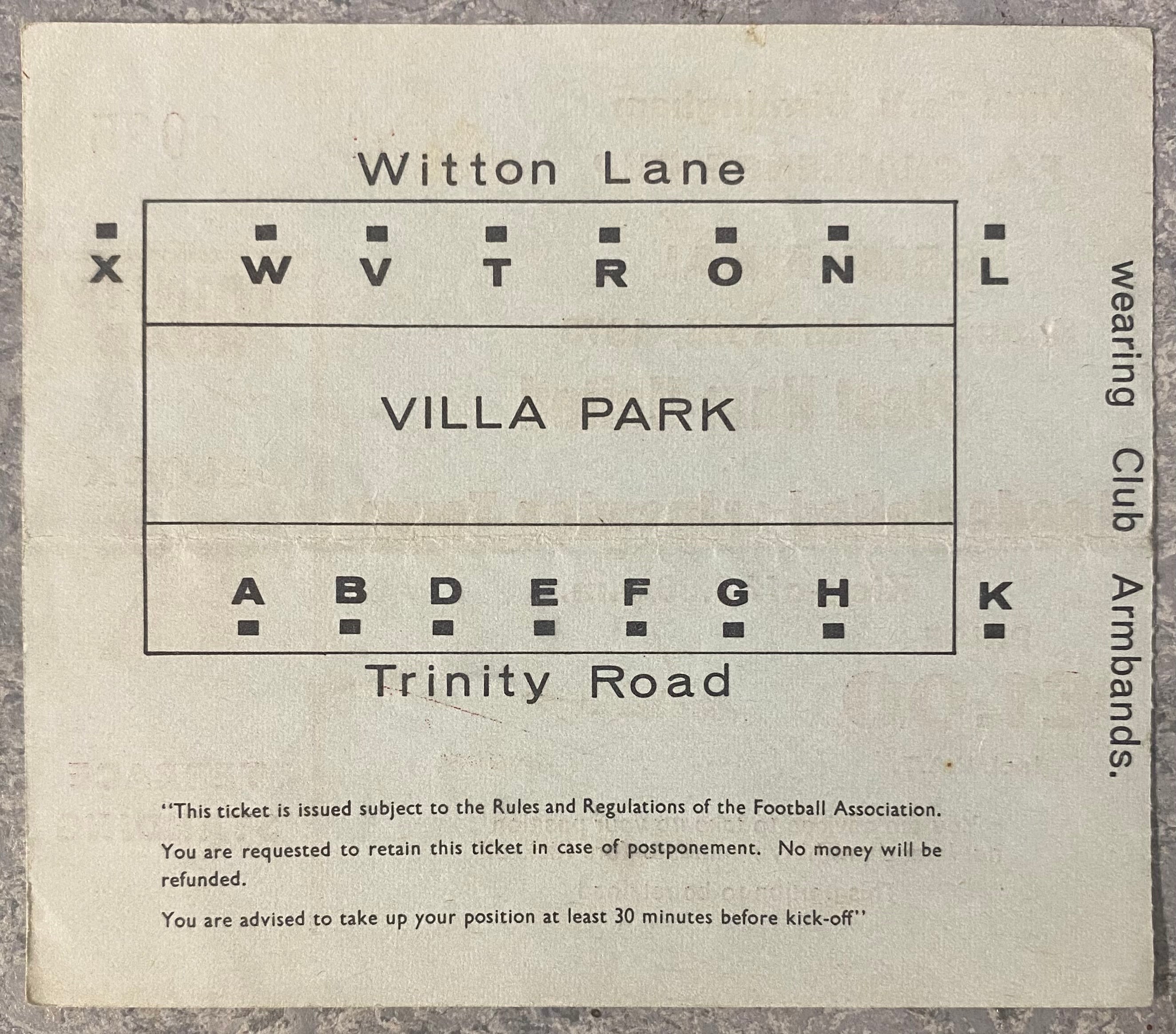 1975 ORIGINAL FA CUP SEMI FINAL TICKET WEST HAM UNITED V IPSWICH TOWN @ VILLA PARK