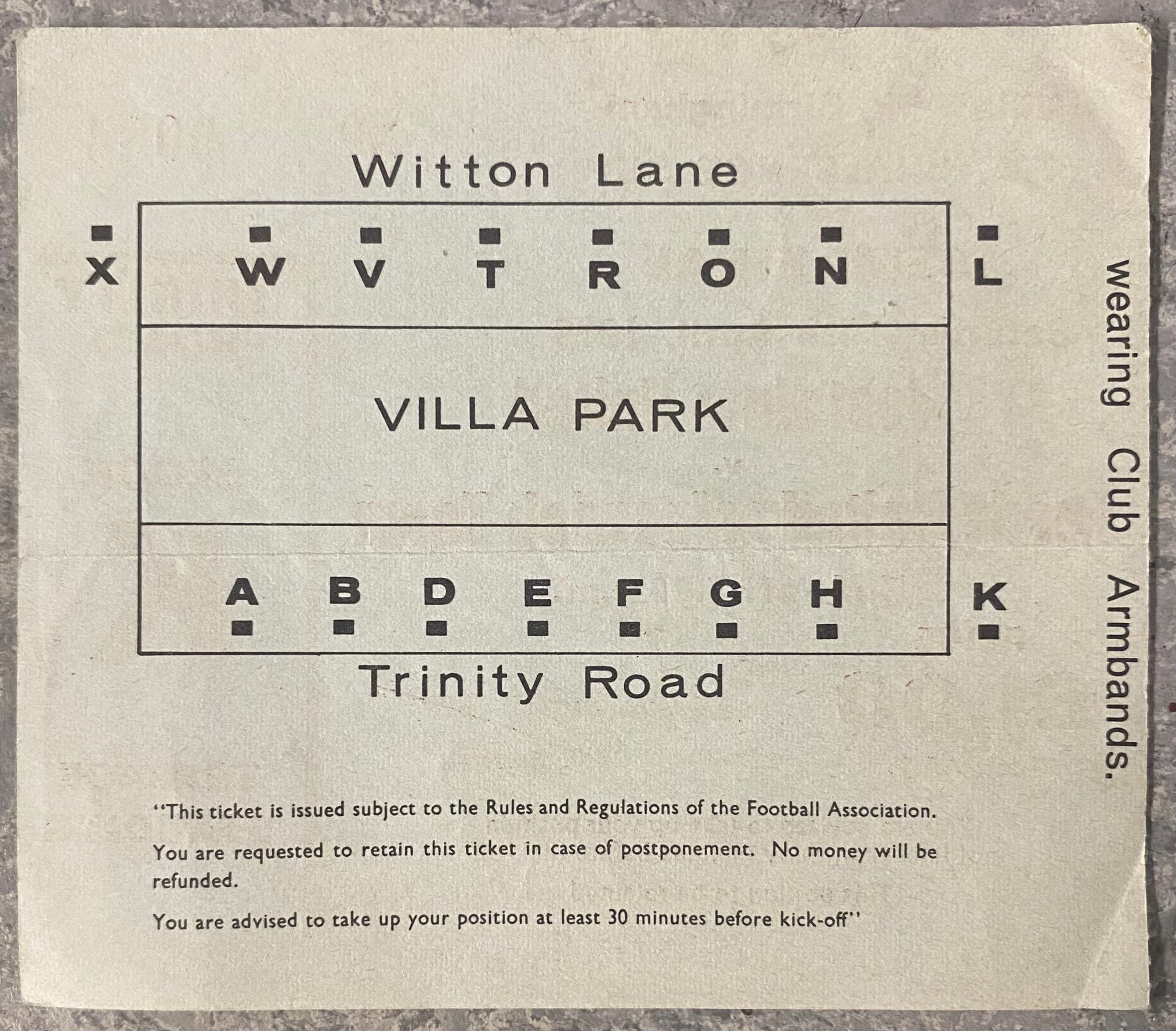 1975 ORIGINAL FA CUP SEMI FINAL TICKET WEST HAM UNITED V IPSWICH TOWN @ VILLA PARK