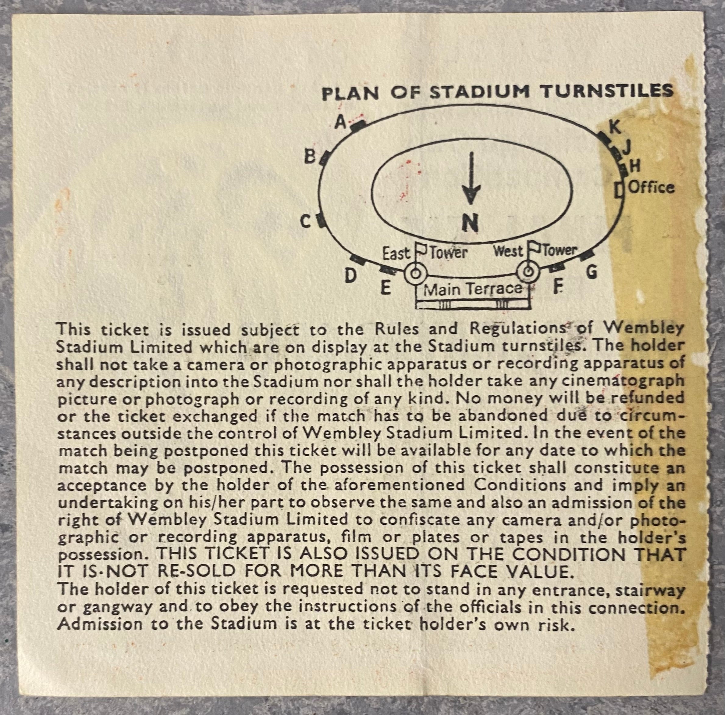 1983 ORIGINAL FA CUP FINAL REPLAY TICKET BRIGHTON AND HOVE ALBION V MANCHESTER UNITED