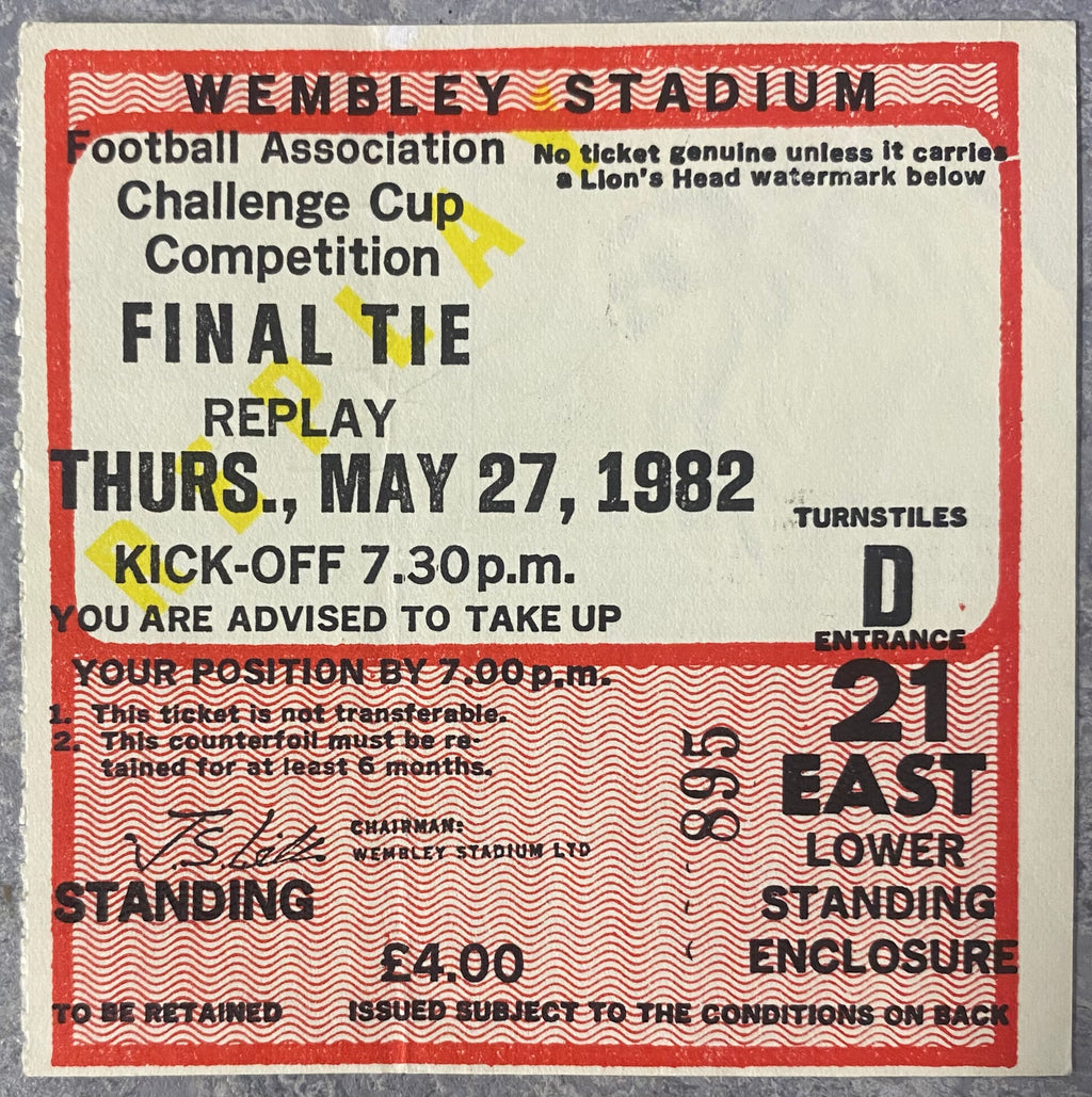 1982 ORIGINAL FA CUP FINAL REPLAY TICKET TOTTENHAM HOTSPUR V QUEENS PARK RANGERS