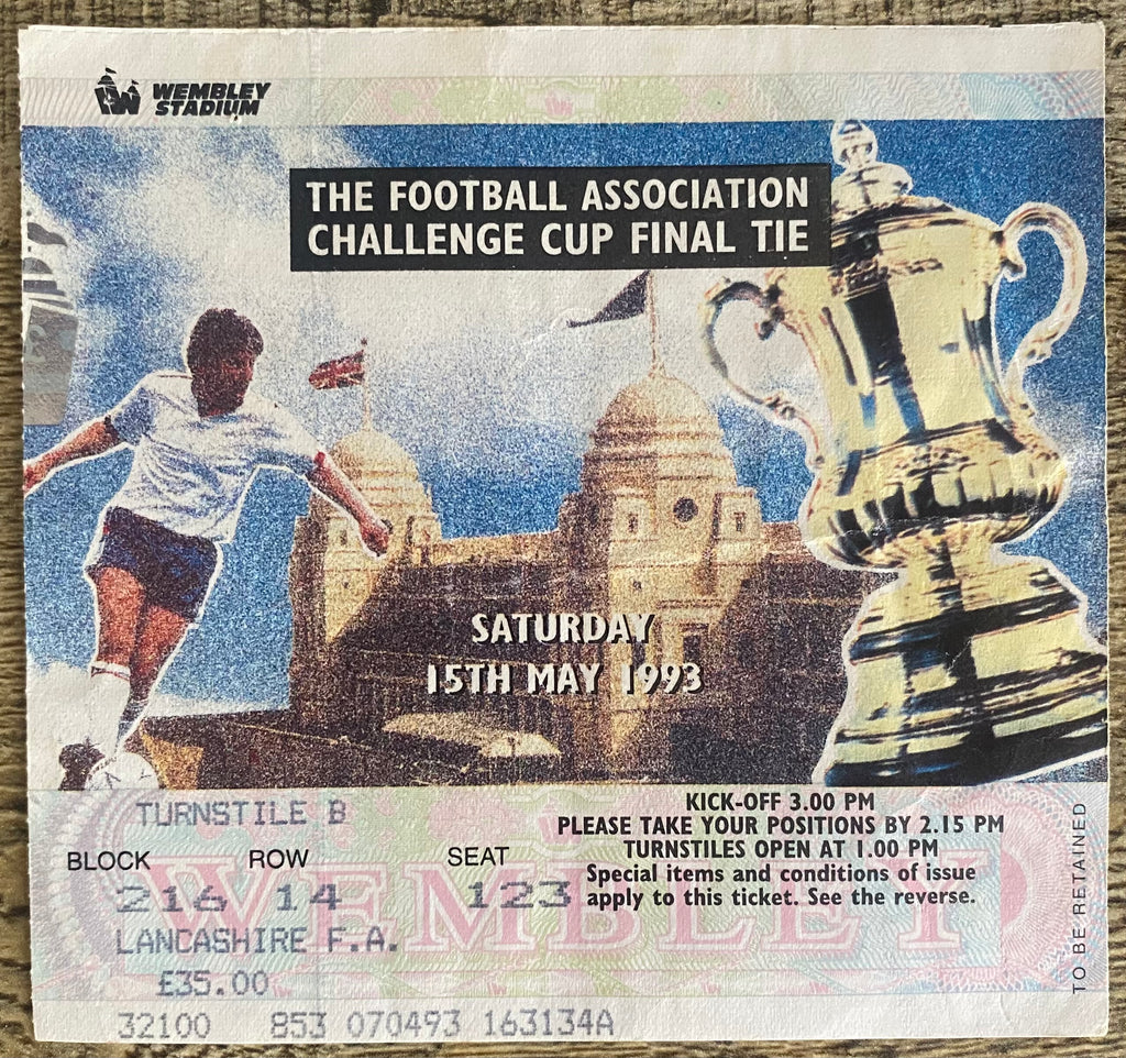1993 ORIGINAL FA CUP FINAL TICKET ARSENAL V SHEFFIELD WEDNESDAY