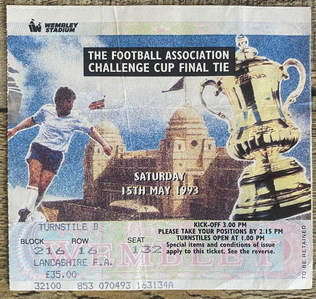 1993 ORIGINAL FA CUP FINAL TICKET ARSENAL V SHEFFIELD WEDNESDAY