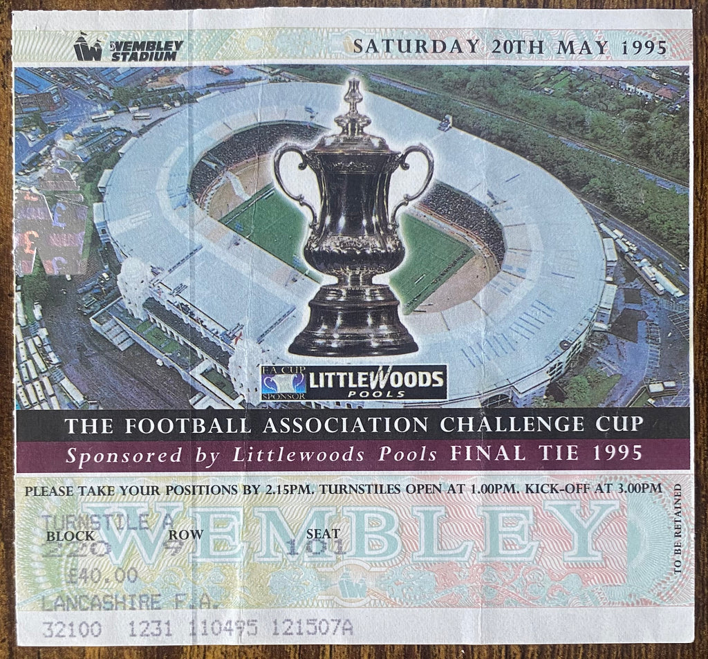 1995 ORIGINAL FA CUP FINAL TICKET MANCHESTER UNITED V EVERTON