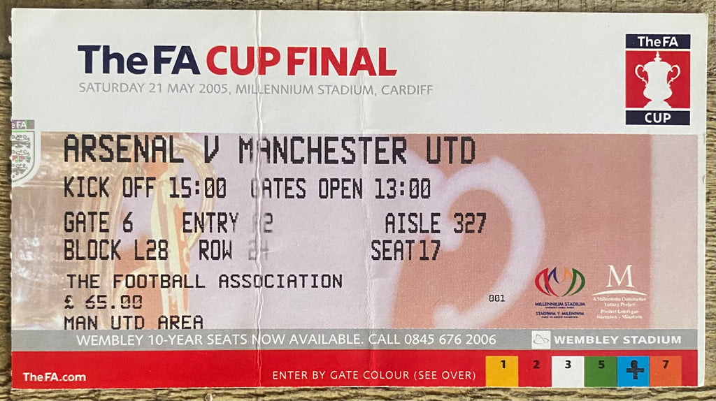2005 ORIGINAL FA CUP FINAL TICKET ARSENAL V MANCHESTER UNITED @ CARDIFF