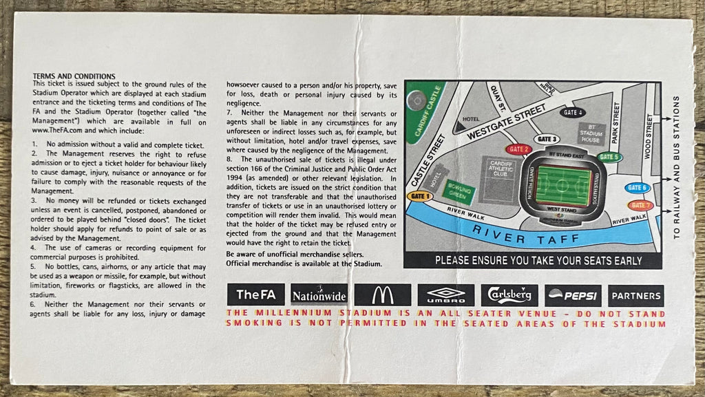 2005 ORIGINAL FA CUP FINAL TICKET ARSENAL V MANCHESTER UNITED @ CARDIFF