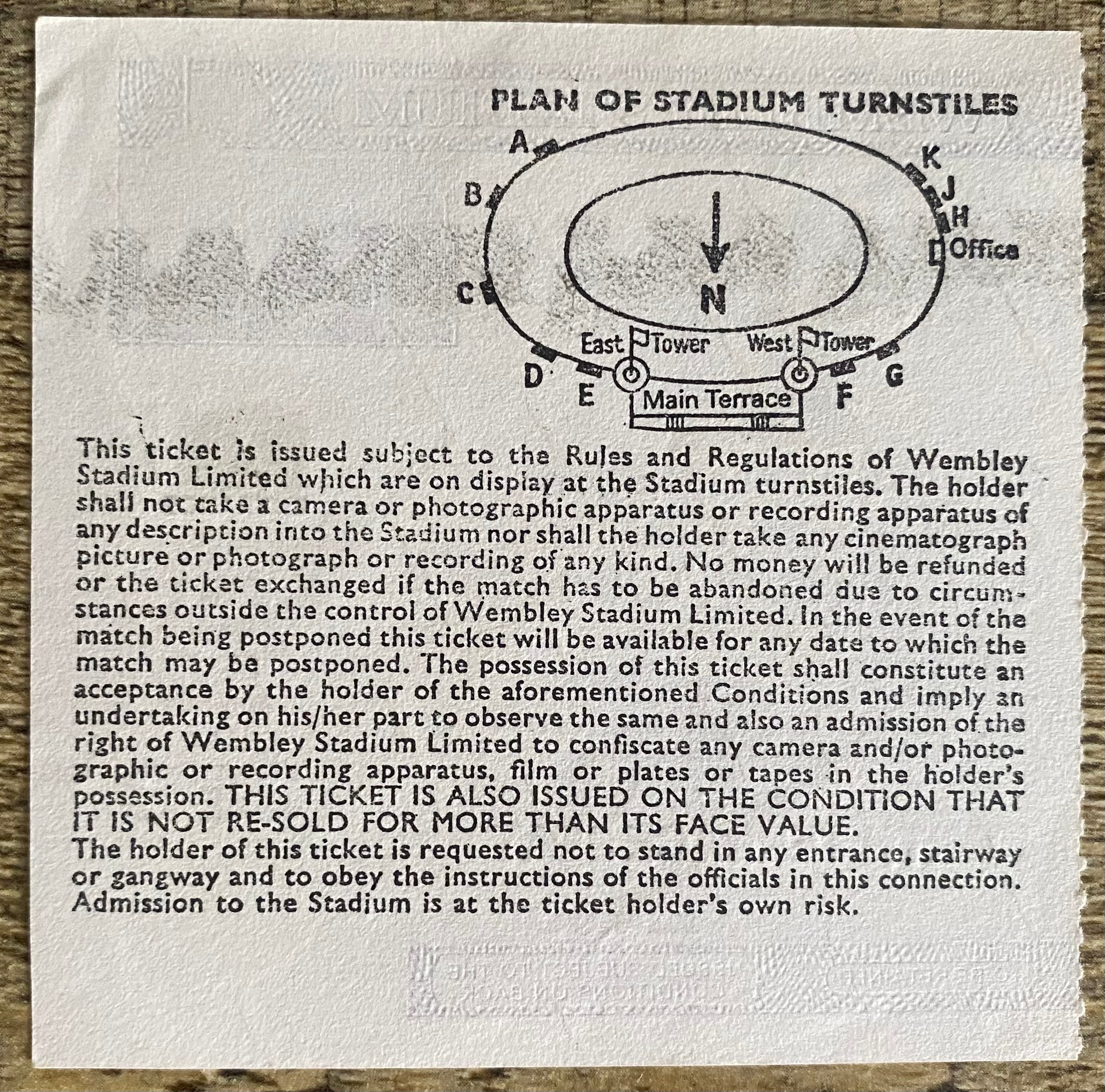 1984 ORIGINAL FA CUP FINAL TICKET EVERTON V WATFORD