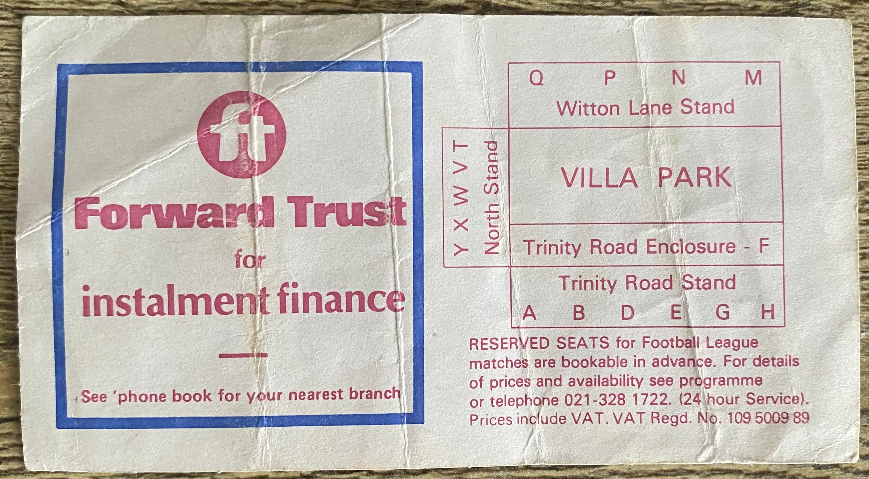 1982 ORIGINAL FA CUP SEMI FINAL TICKET LEICESTER CITY V TOTTENHAM HOTSPUR @ VILLA PARK