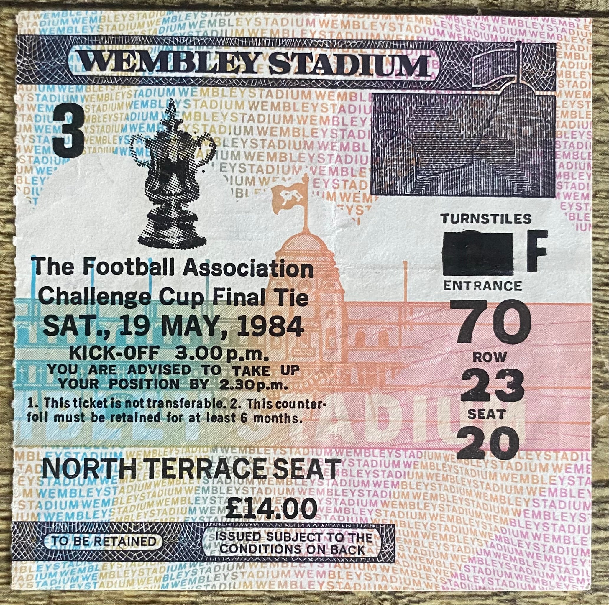 1984 ORIGINAL FA CUP FINAL TICKET EVERTON V WATFORD