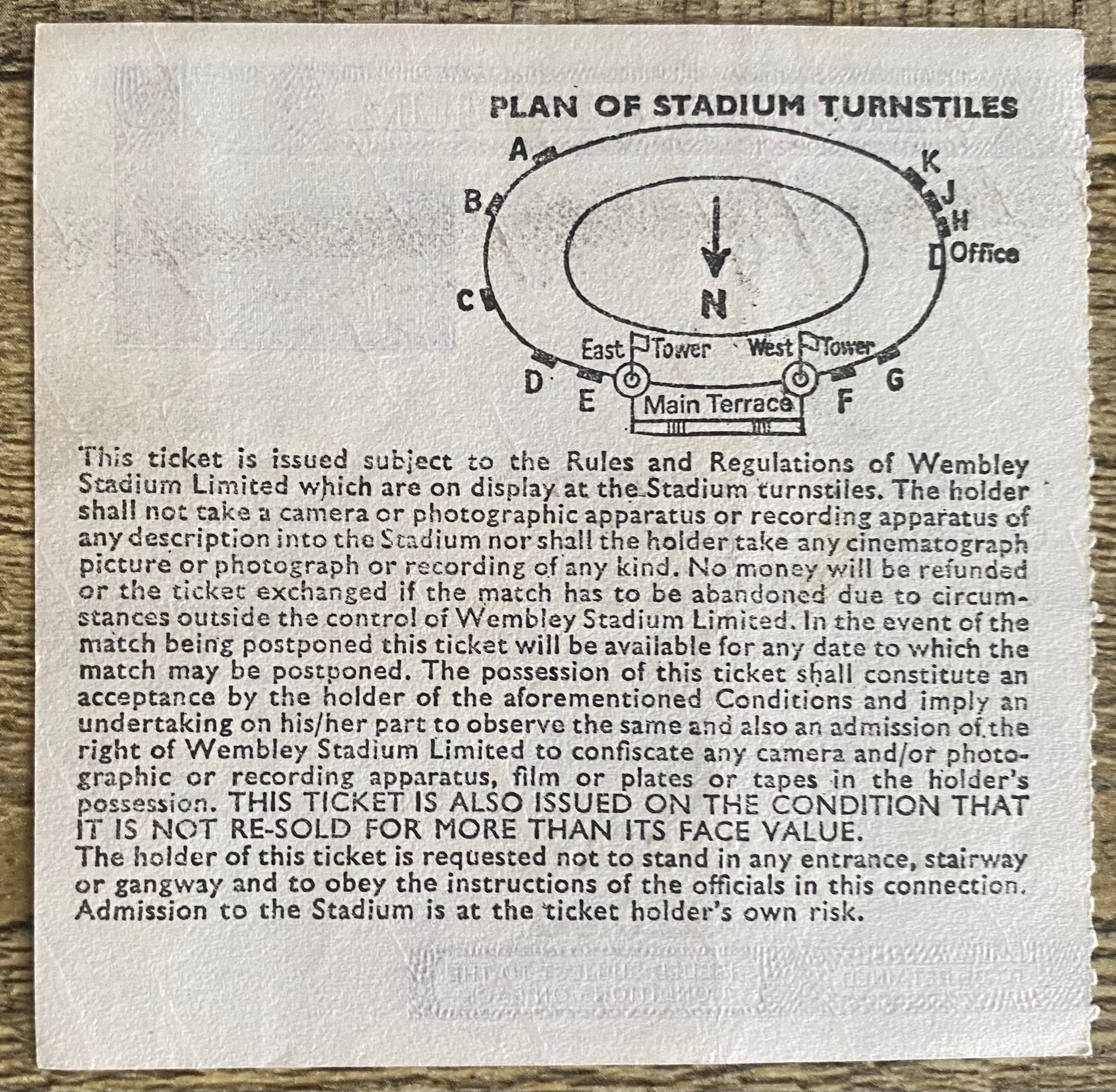 1984 ORIGINAL FA CUP FINAL TICKET EVERTON V WATFORD