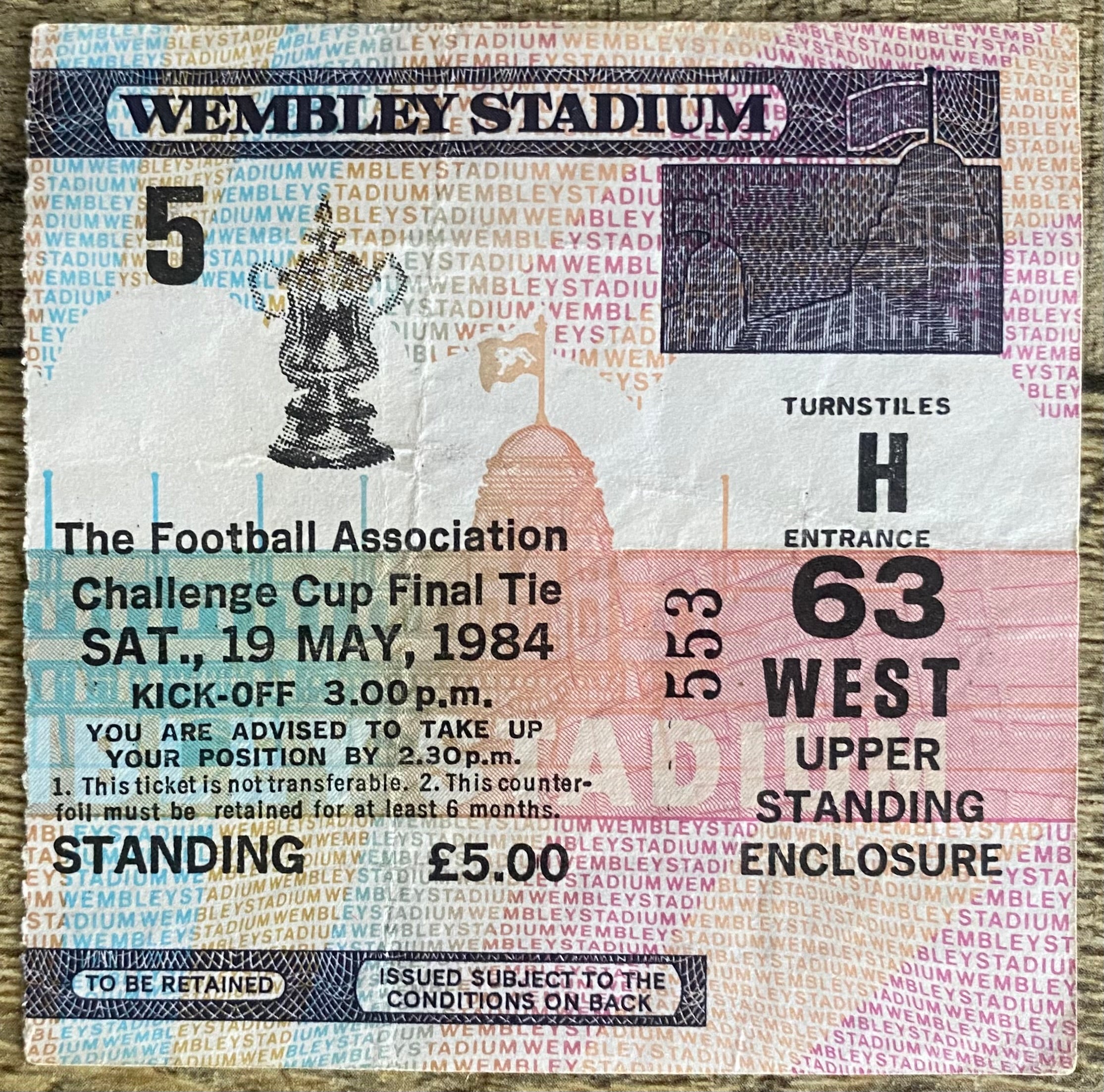 1984 ORIGINAL FA CUP FINAL TICKET EVERTON V WATFORD