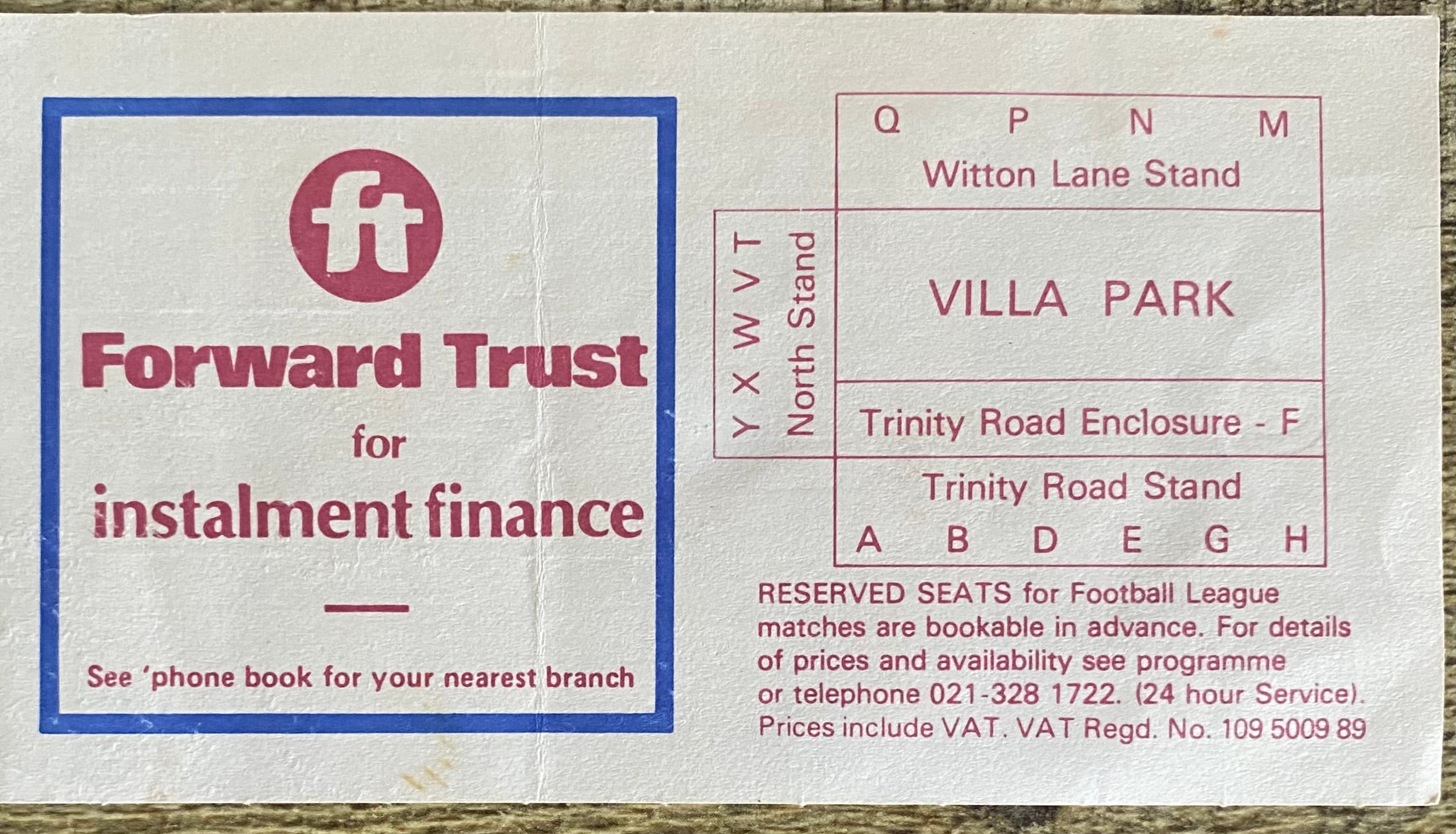 1981 ORIGINAL FA CUP SEMI FINAL TICKET MANCHESTER CITY V IPSWICH TOWN @VILLA PARK