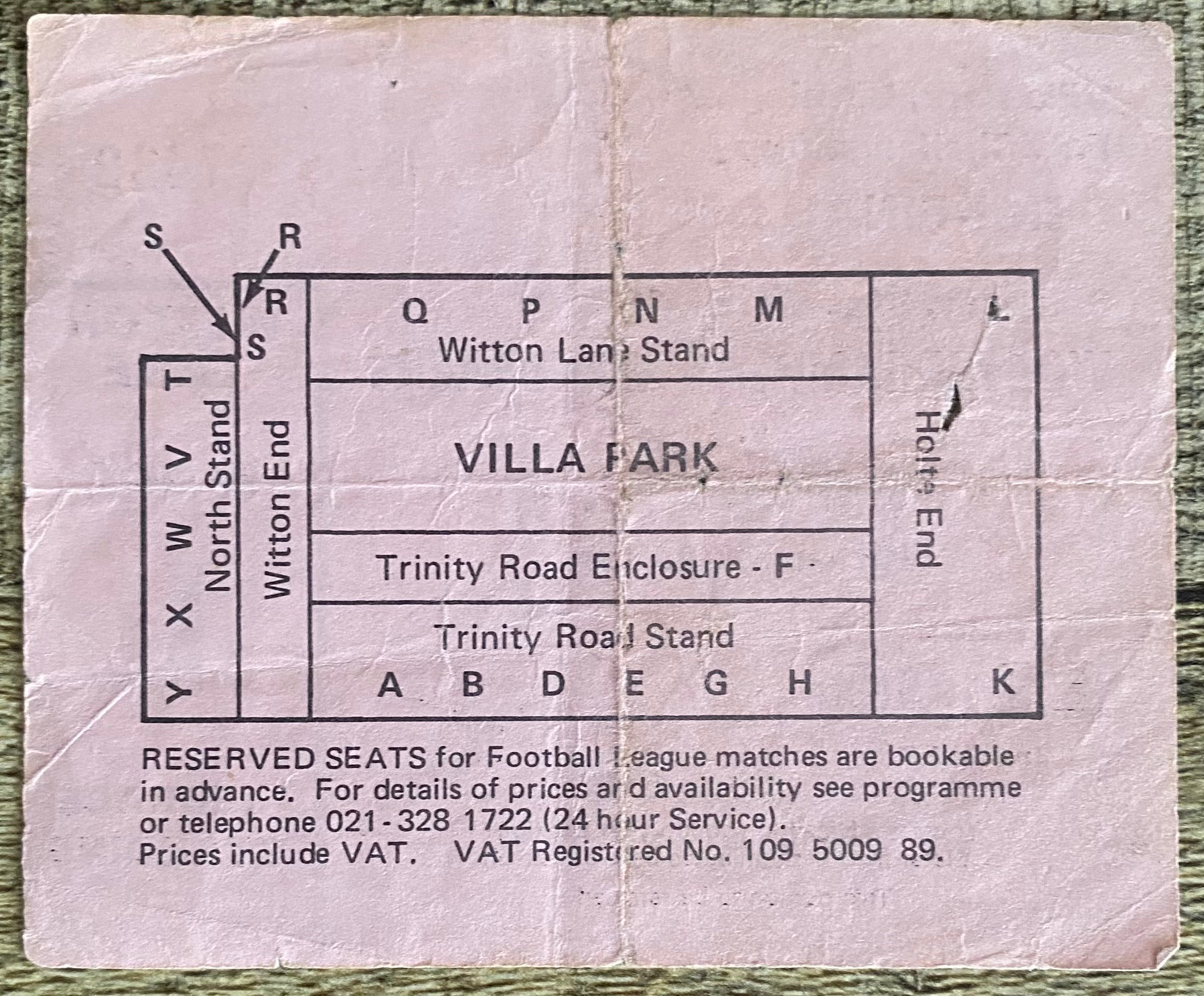 1979 ORIGINAL FA CUP SEMI FINAL TICKET WOLVERHAMPTON WANDERERS V ARSENAL @VILLA PARK