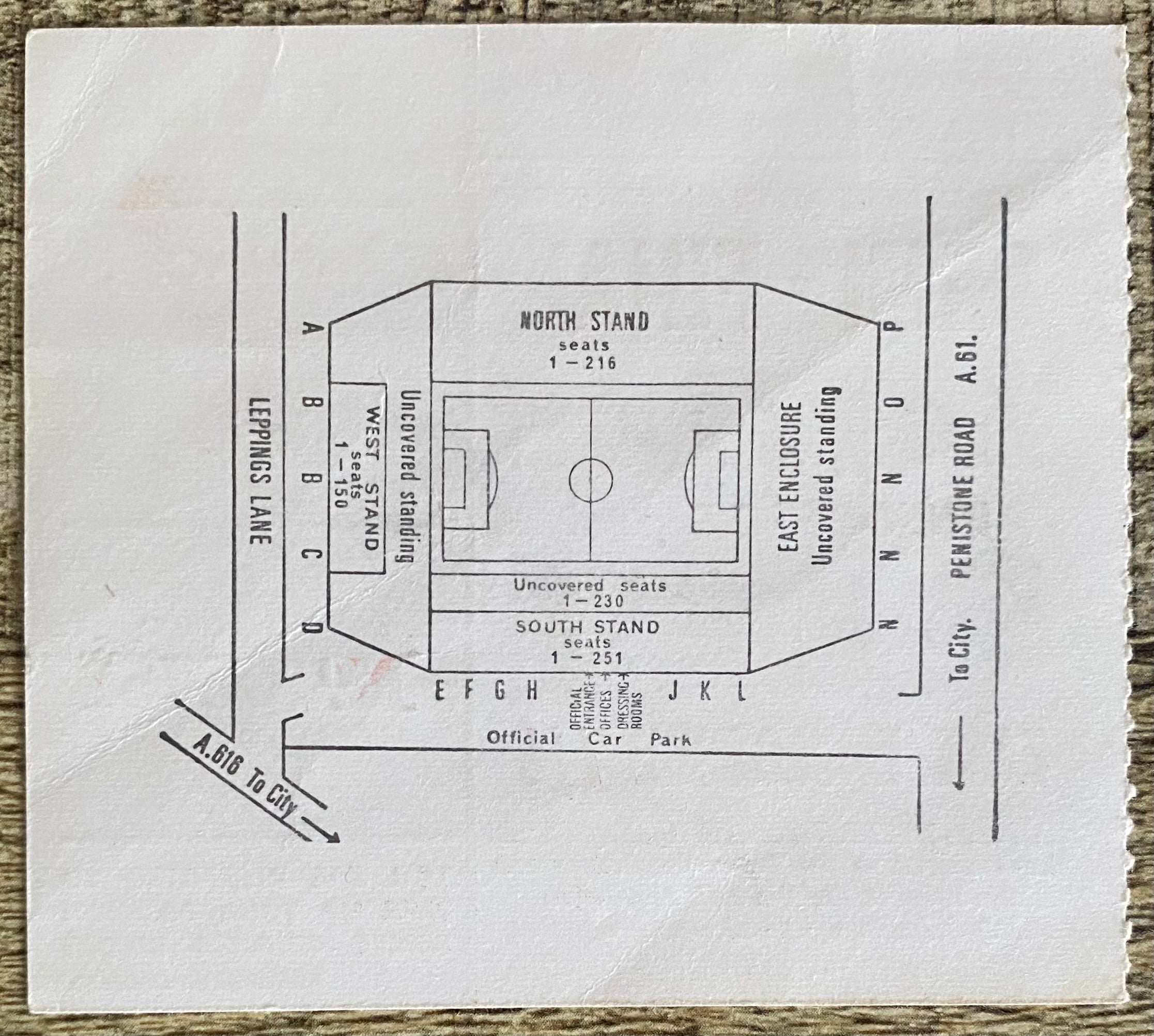 1969 ORIGINAL FA CUP SEMI FINAL TICKET LEICESTER CITY V WEST BROMWICH ALBION @ HILLSBOROUGH