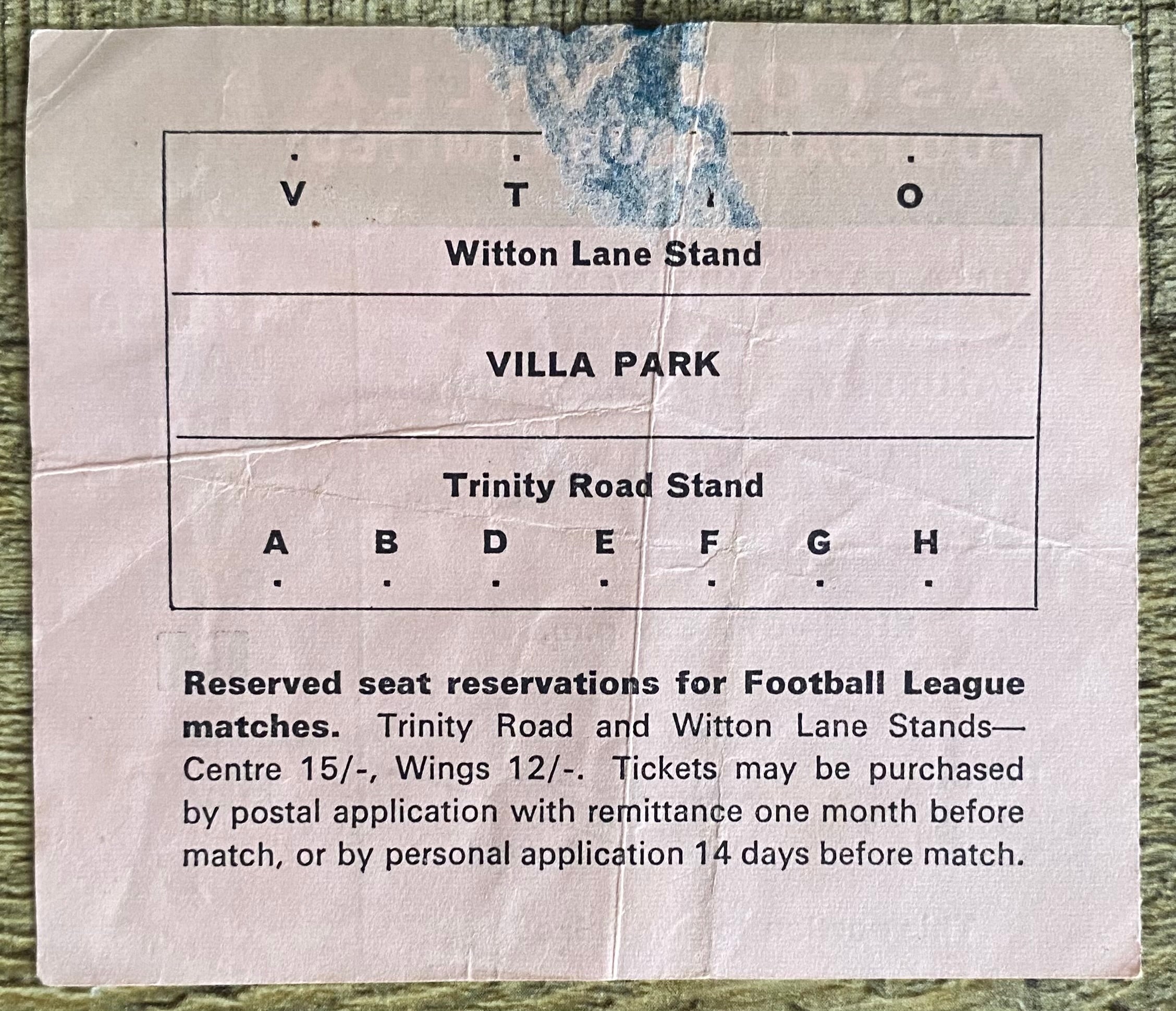 1971 ORIGINAL FA CUP SEMI FINAL REPLAY TICKET STOKE CITY V ARSENAL @VILLA PARK