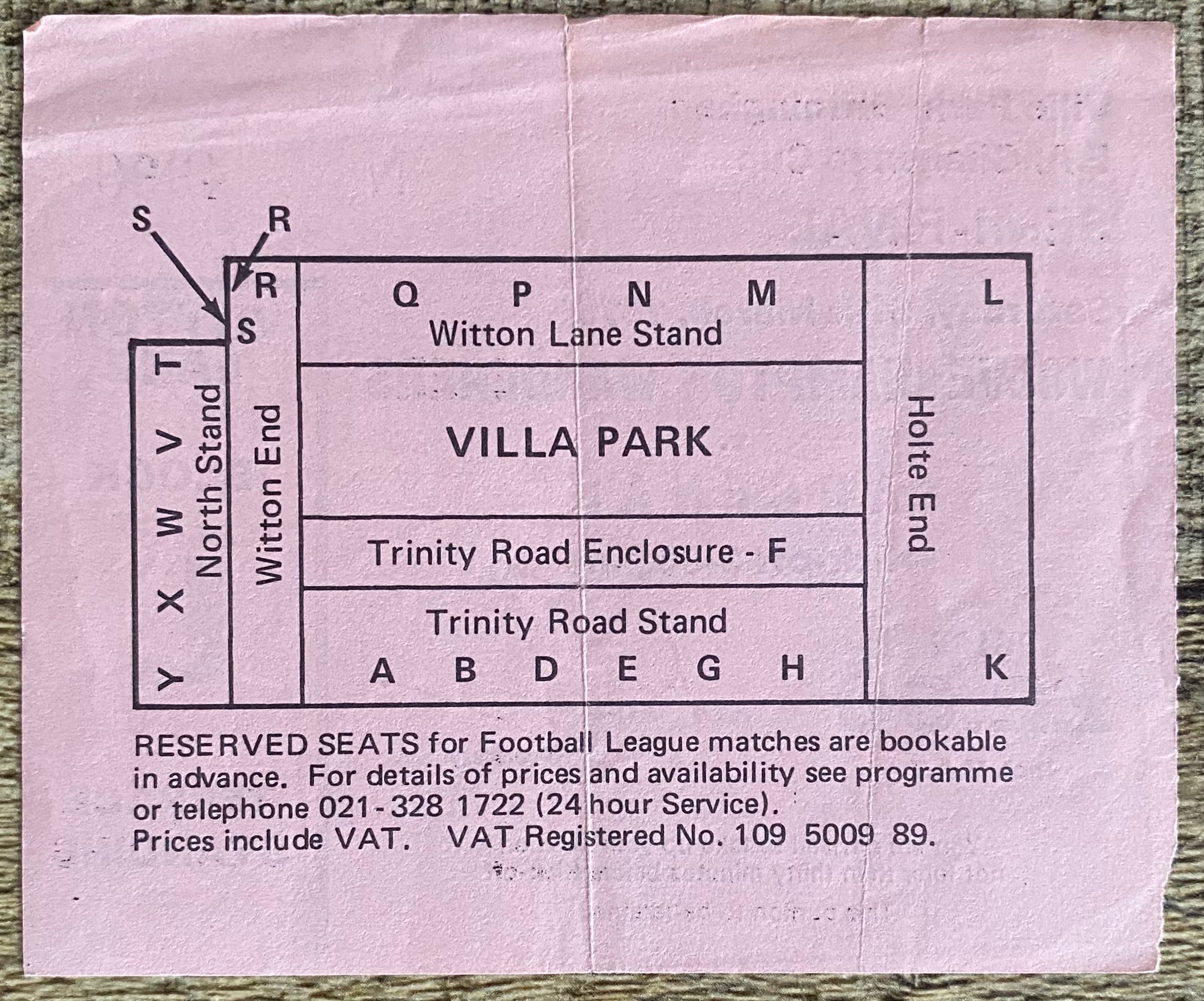 1979 ORIGINAL FA CUP SEMI FINAL TICKET WOLVERHAMPTON WANDERERS V ARSENAL @VILLA PARK