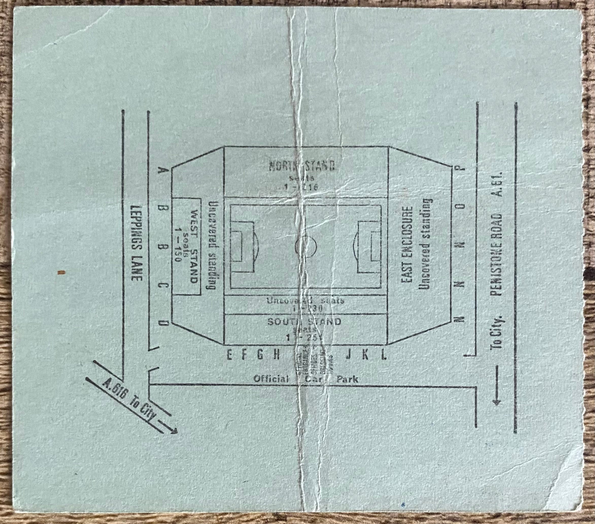 1969 ORIGINAL FA CUP SEMI FINAL TICKET LEICESTER CITY V WEST BROMWICH ALBION @ HILLSBOROUGH