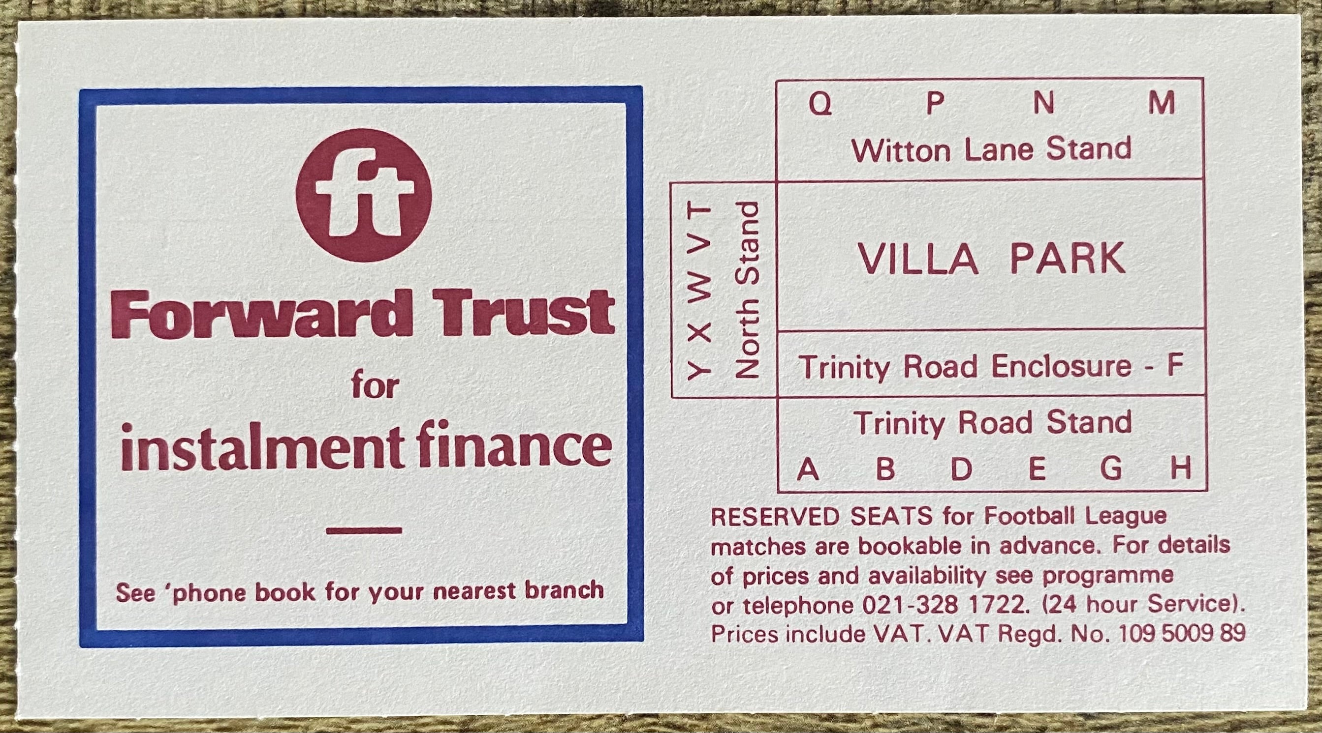 1983 ORIGINAL FA CUP SEMI FINAL TICKET MANCHESTER UNITED V ARSENAL @ VILLA PARK