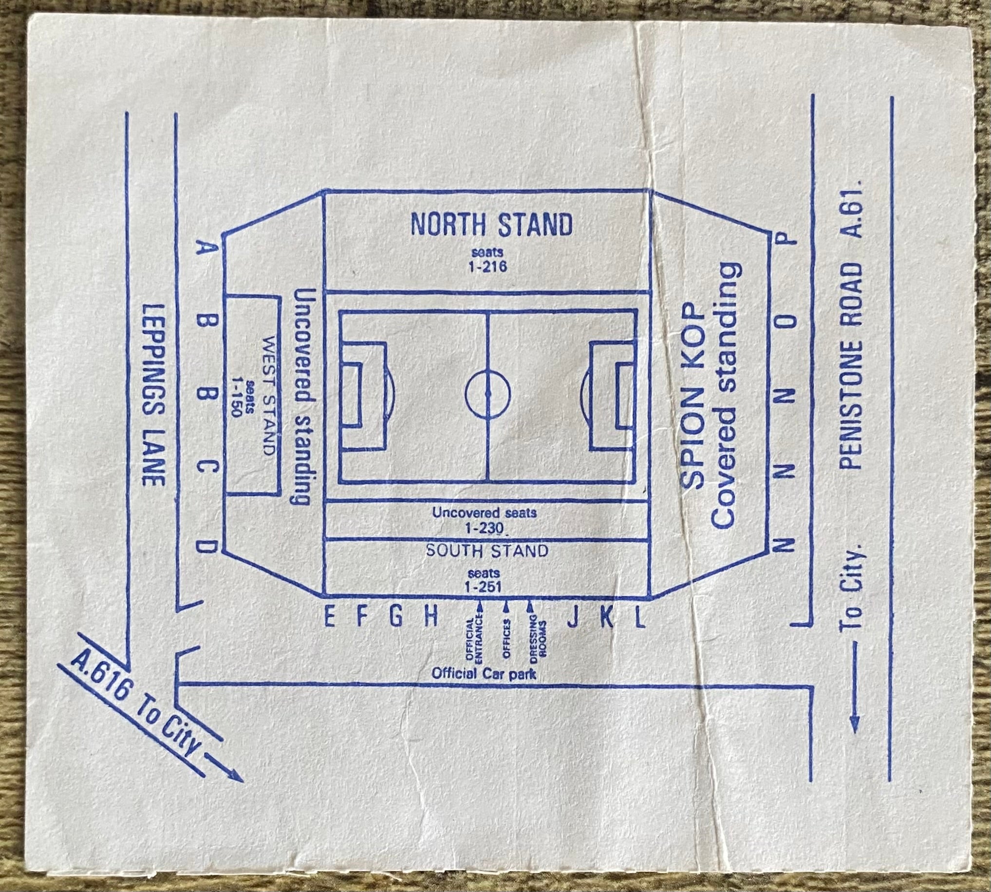 1987 ORIGINAL FA CUP SEMI FINAL TICKET LEEDS UNITED V COVENTRY CITY @ HILLSBOROUGH