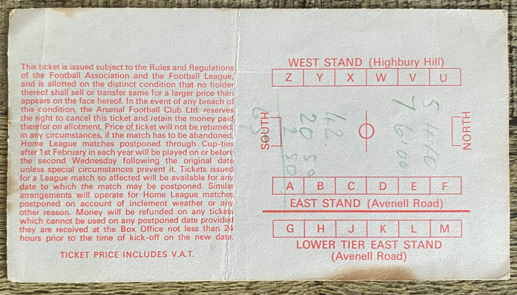 1978 ORIGINAL FA CUP SEMI FINAL TICKET IPSWICH TOWN V WEST BROMWICH ALBION @ HIGHBURY