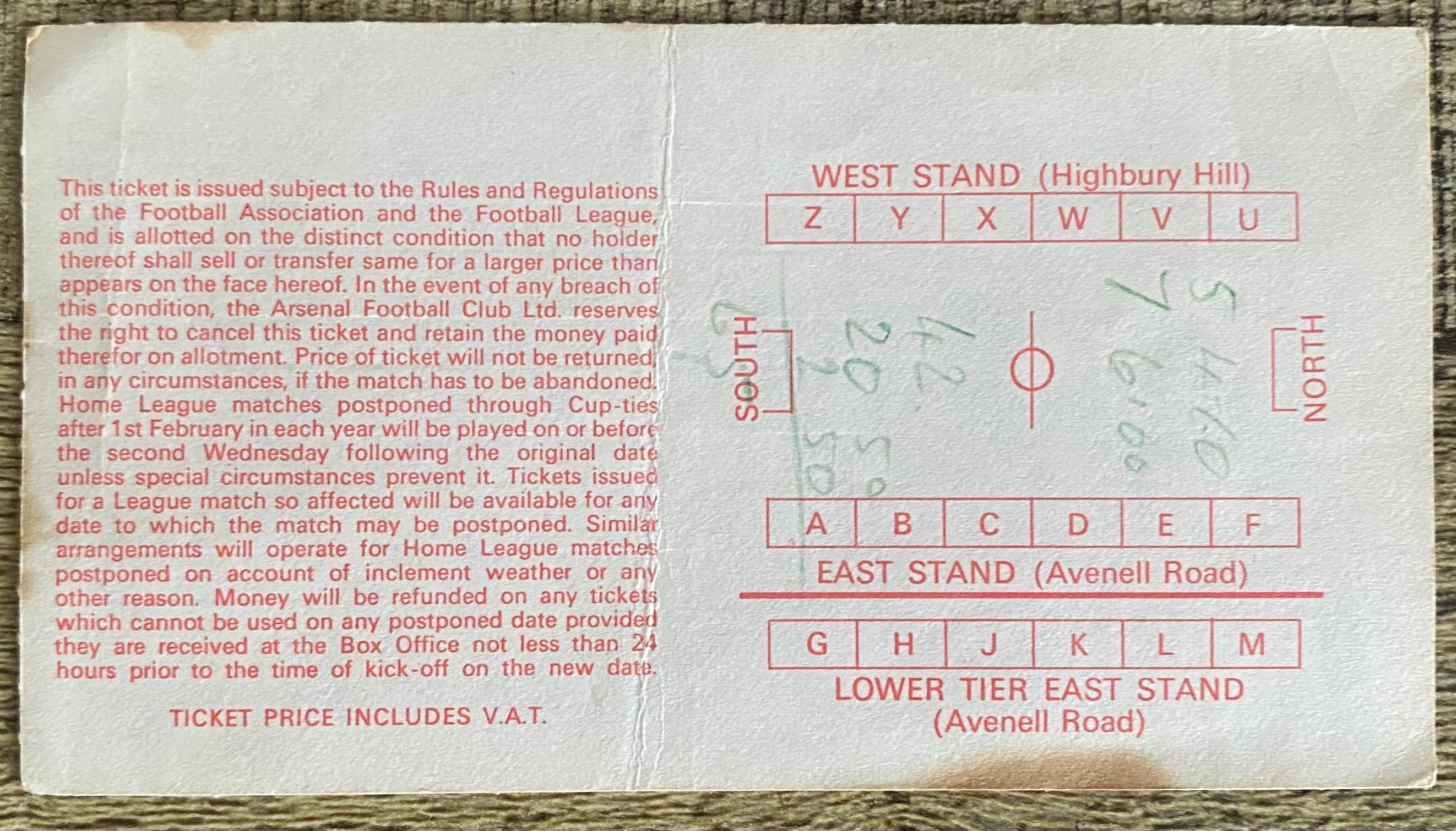 1978 ORIGINAL FA CUP SEMI FINAL TICKET IPSWICH TOWN V WEST BROMWICH ALBION @ HIGHBURY
