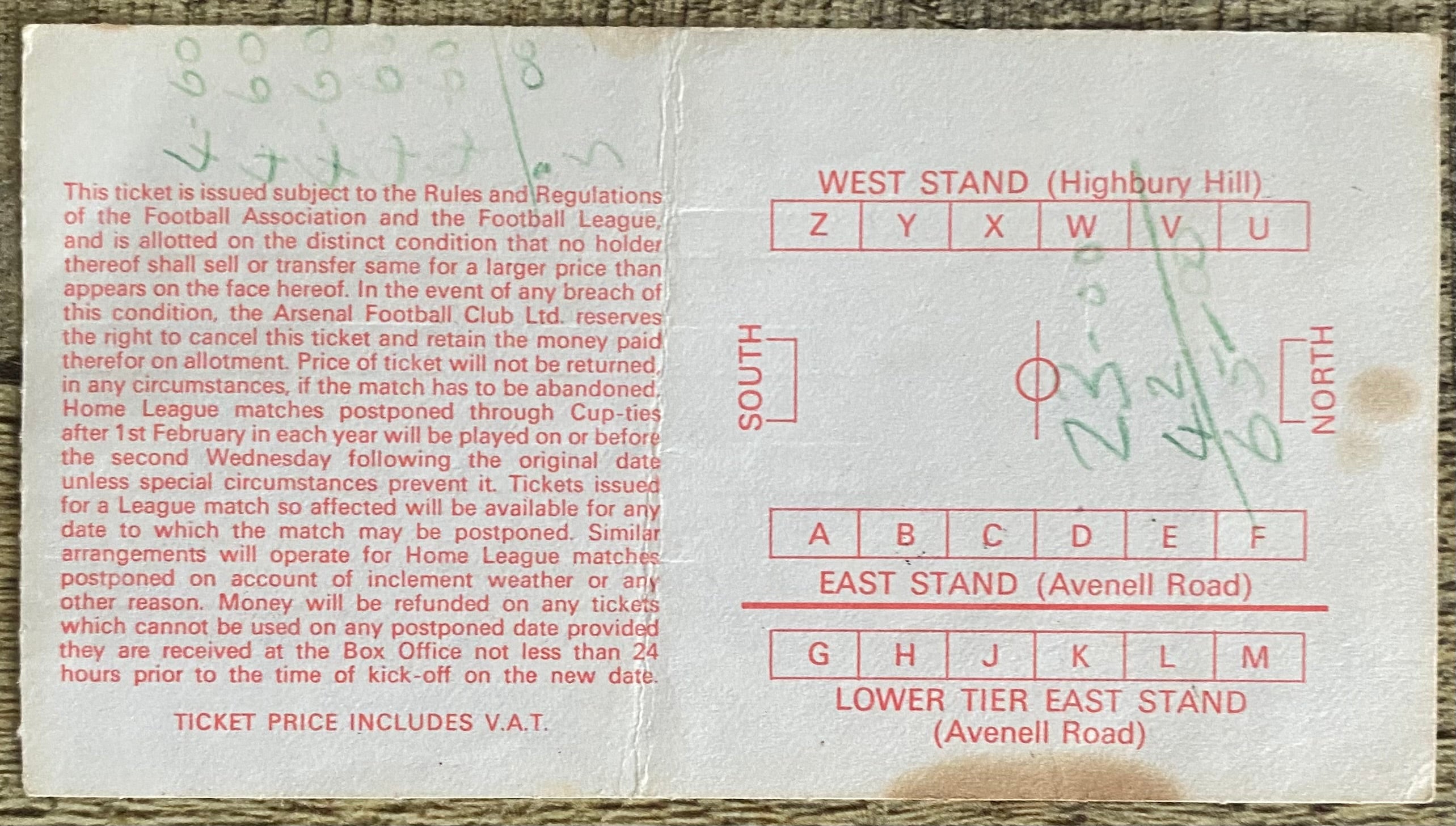 1978 ORIGINAL FA CUP SEMI FINAL TICKET IPSWICH TOWN V WEST BROMWICH ALBION @ HIGHBURY