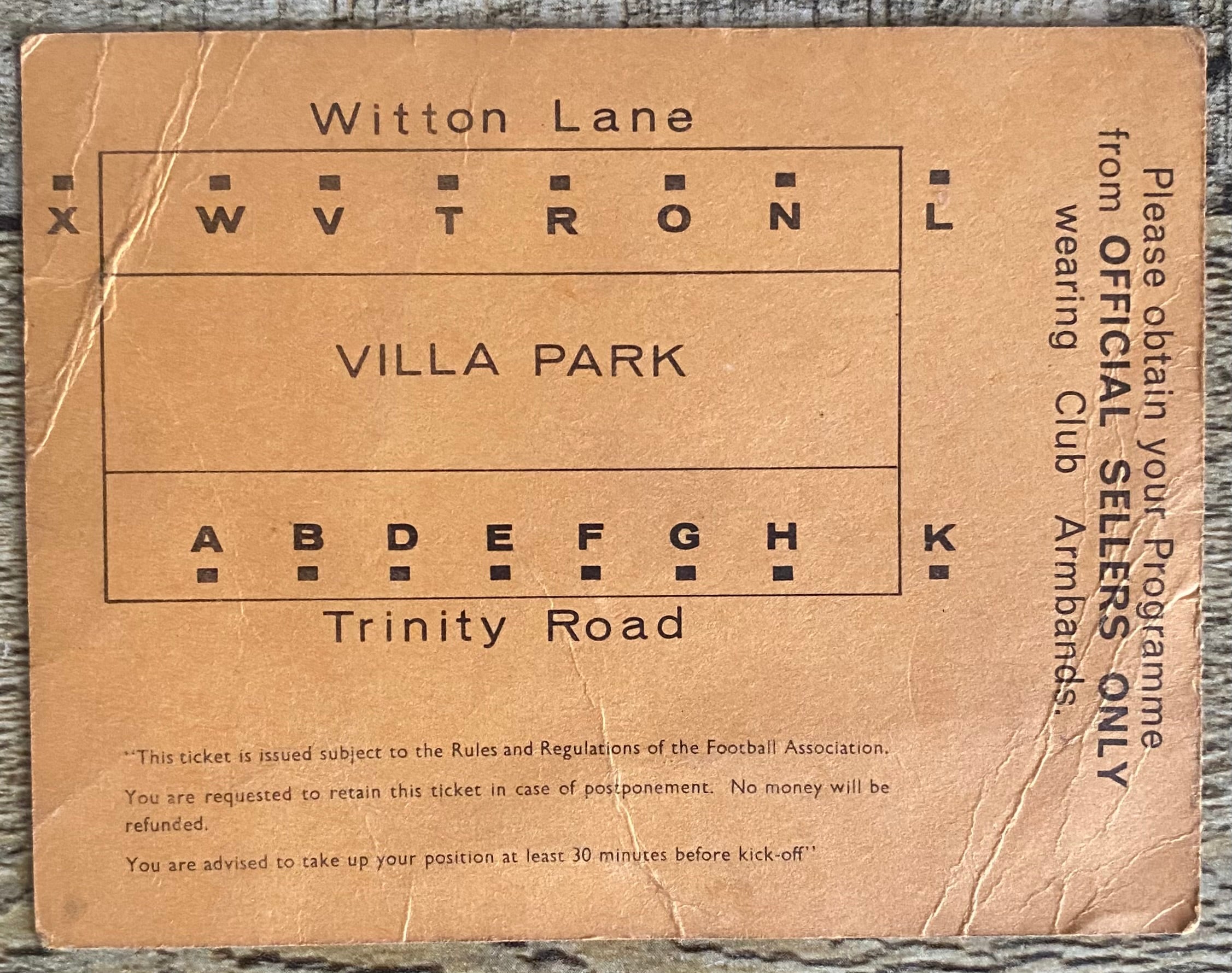 1969 ORIGINAL FA CUP SEMI FINAL TICKET MANCHESTER CITY V EVERTON @VILLA PARK